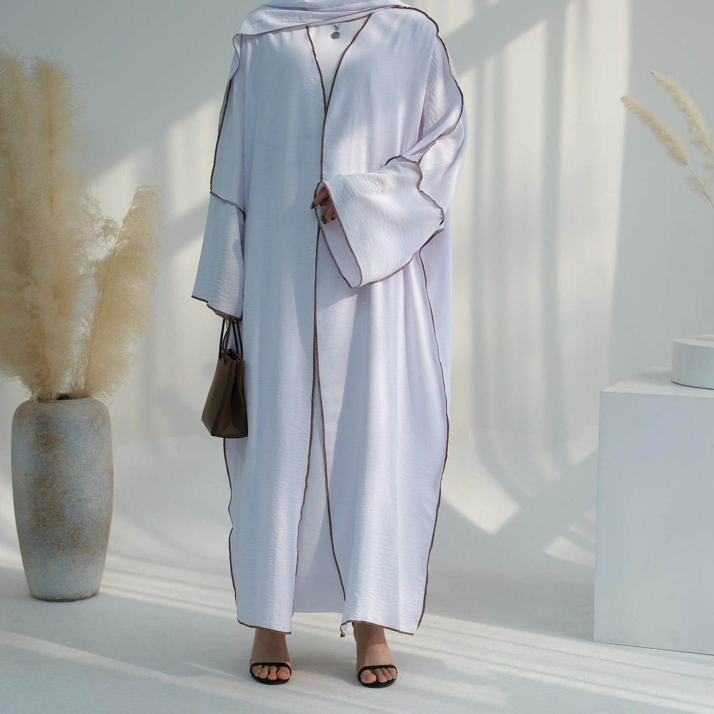 LUMAYA LM1095 3pcs Set Cardigan+without Sleeves Inner Dress+Hijab