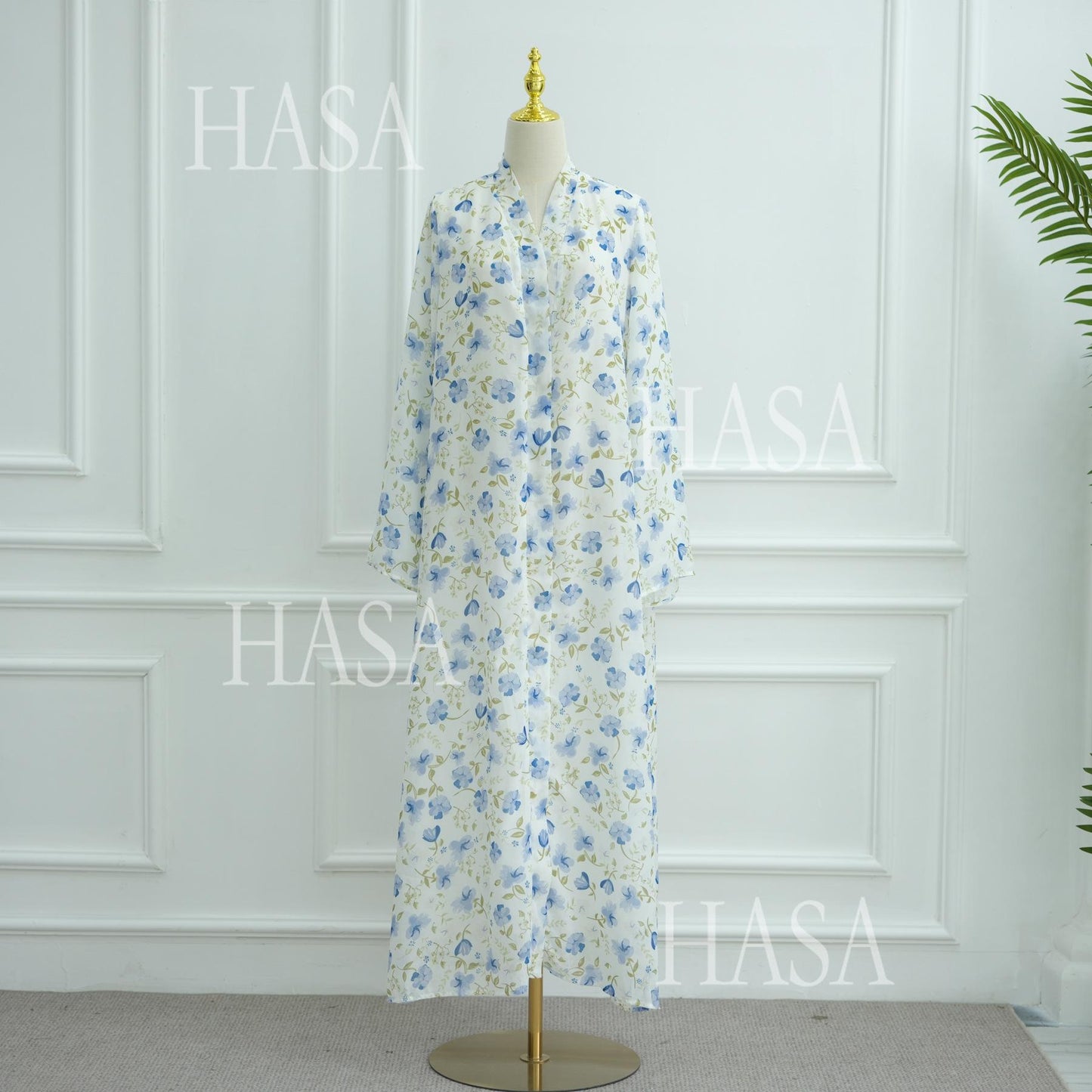 LUMAYA6515 Summer Printed Chiffon Jacket and Headscarf Two-Piece Set