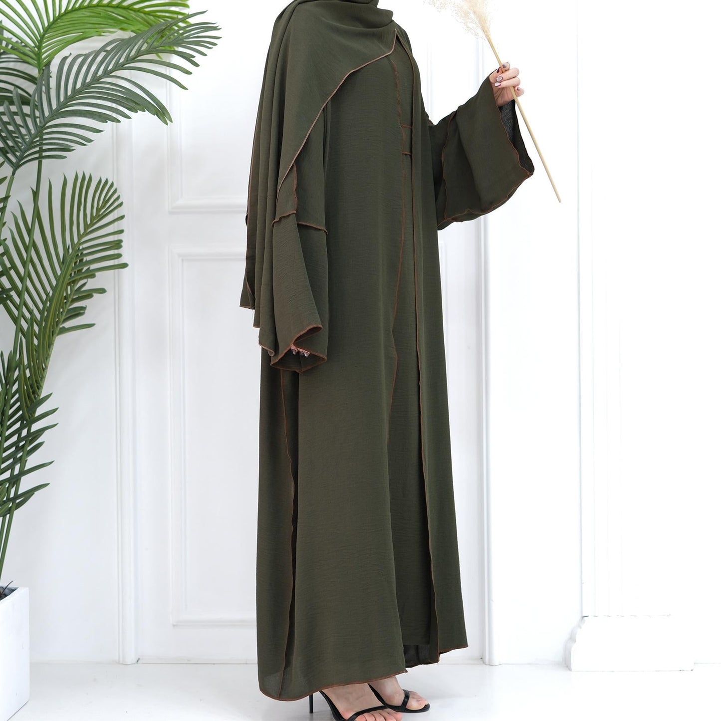 LUMAYA LM1095 3pcs Set Cardigan+without Sleeves Inner Dress+Hijab