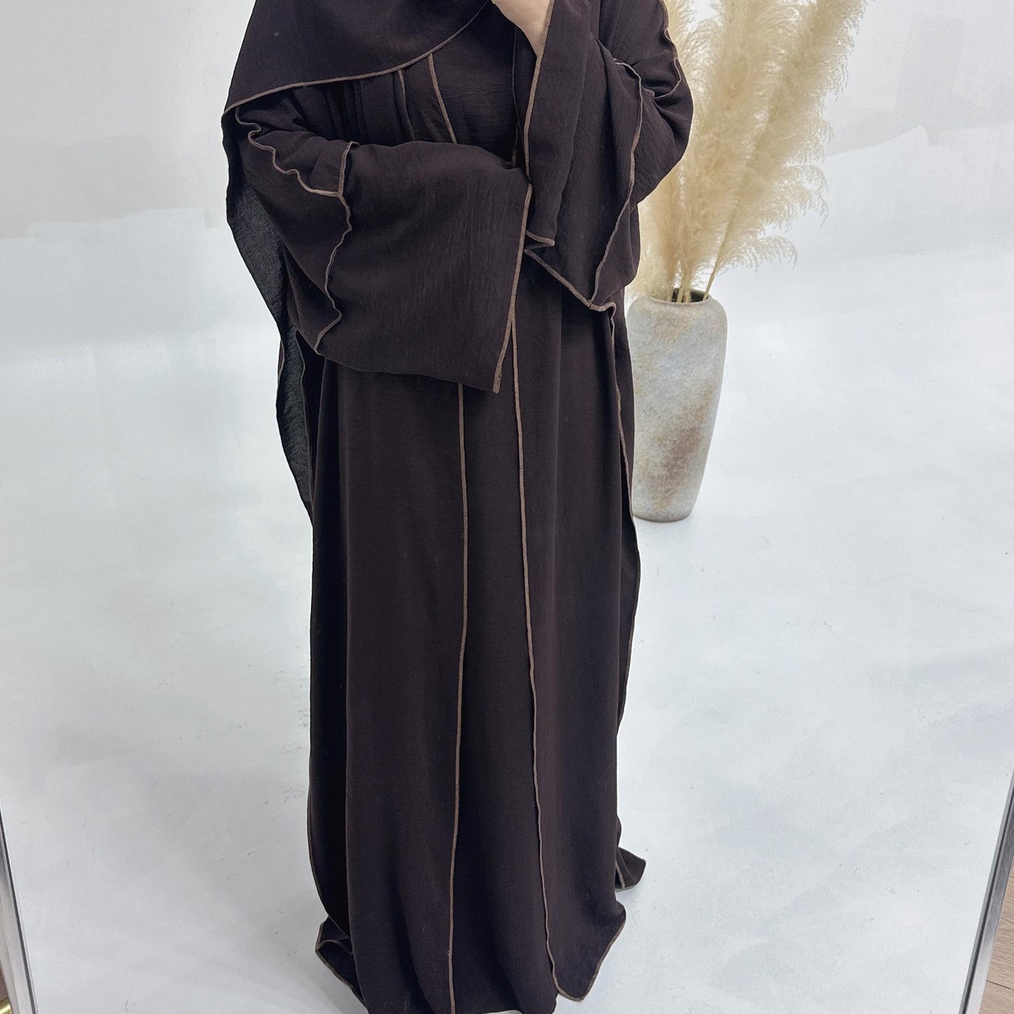 LUMAYA LM1182 3pcs Set Crepe Inner Dress and Cardigan and Hijab