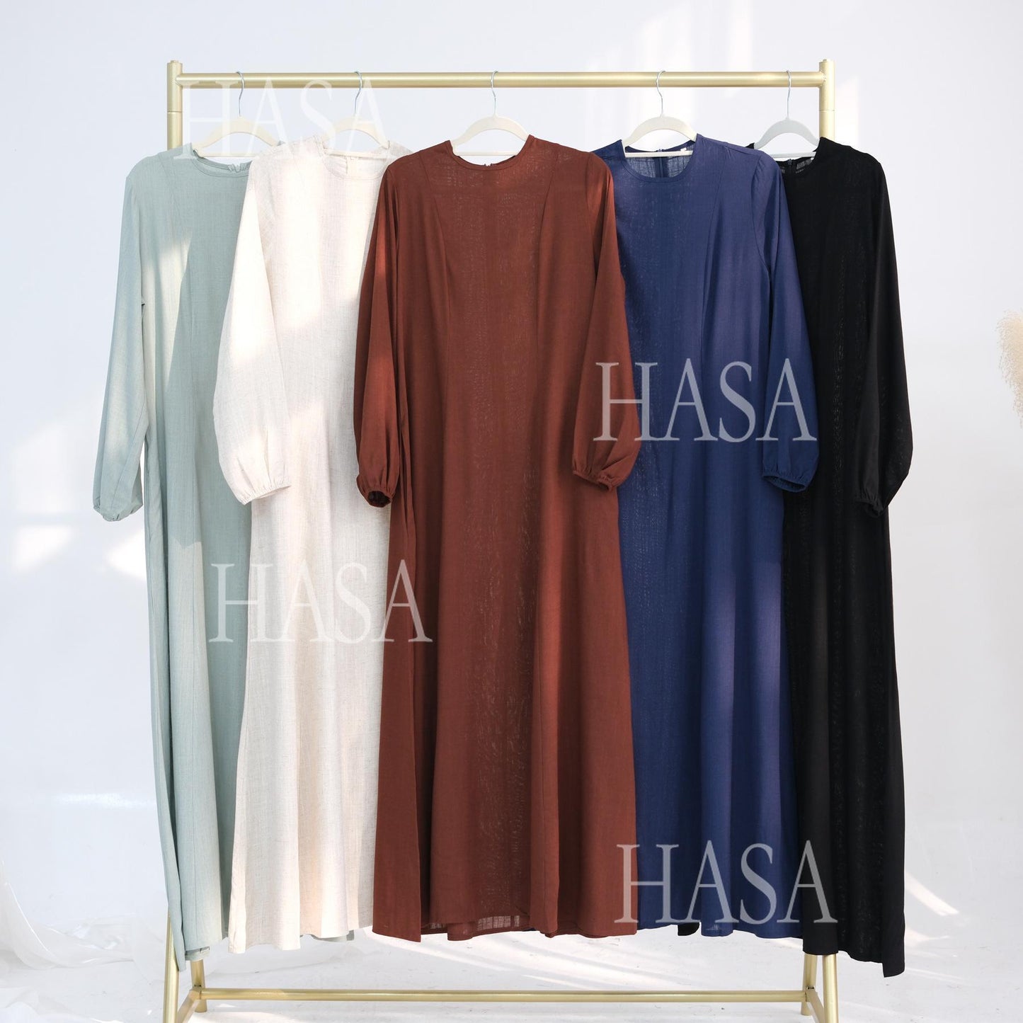 LMSA LM5868 Solid Color Swing Comfortable  Dress Robe Waist Cinching