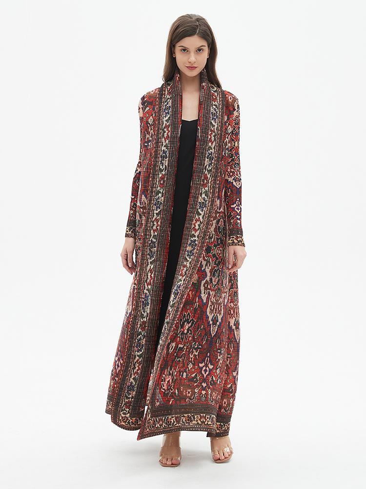 LUMAYA6706 Bohemian Elegance , Vibrant Red Printed Abaya