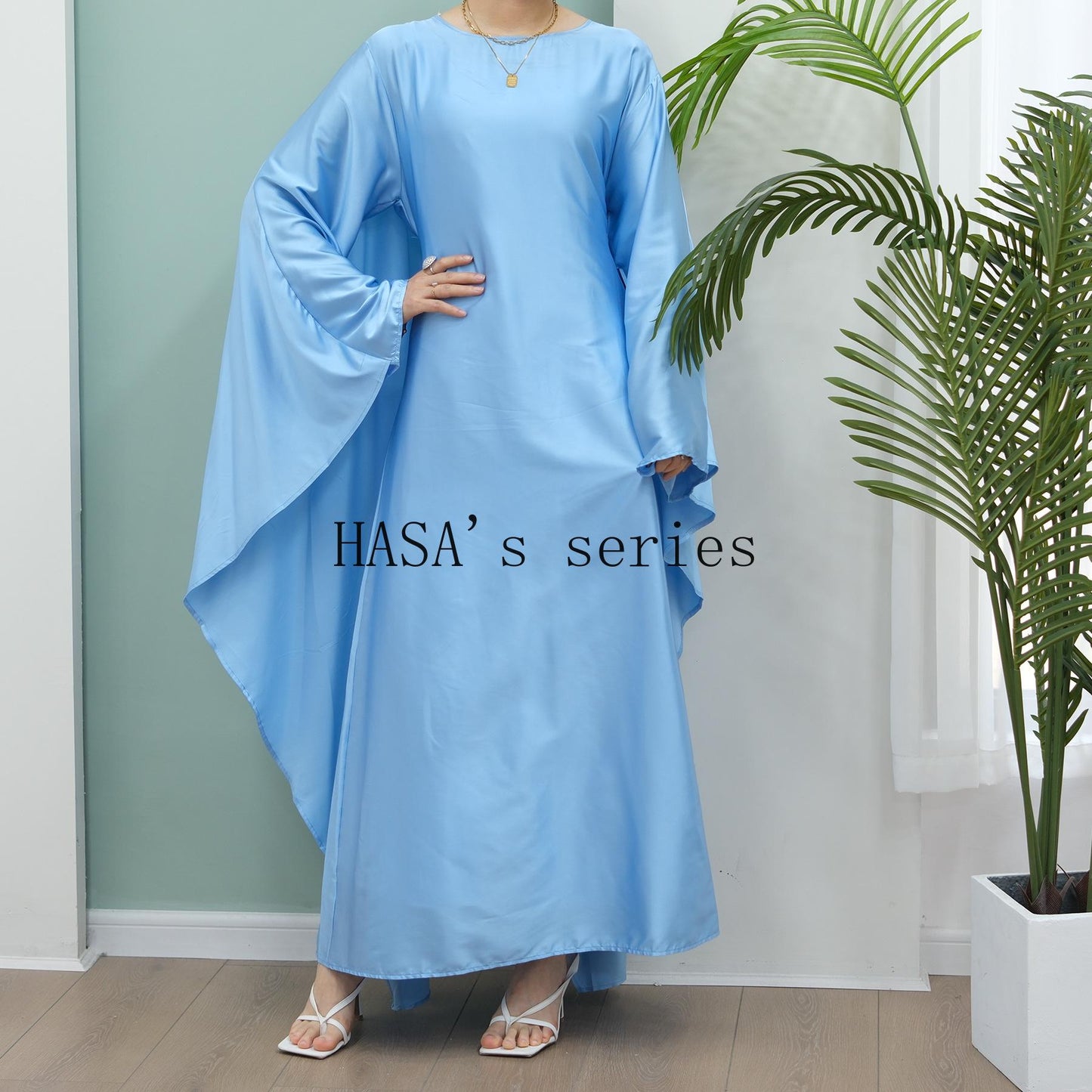 LUMAYA4835 High-density Stretch Satin Long Dress, Simple, Elegant, and Comfortable To Wear.