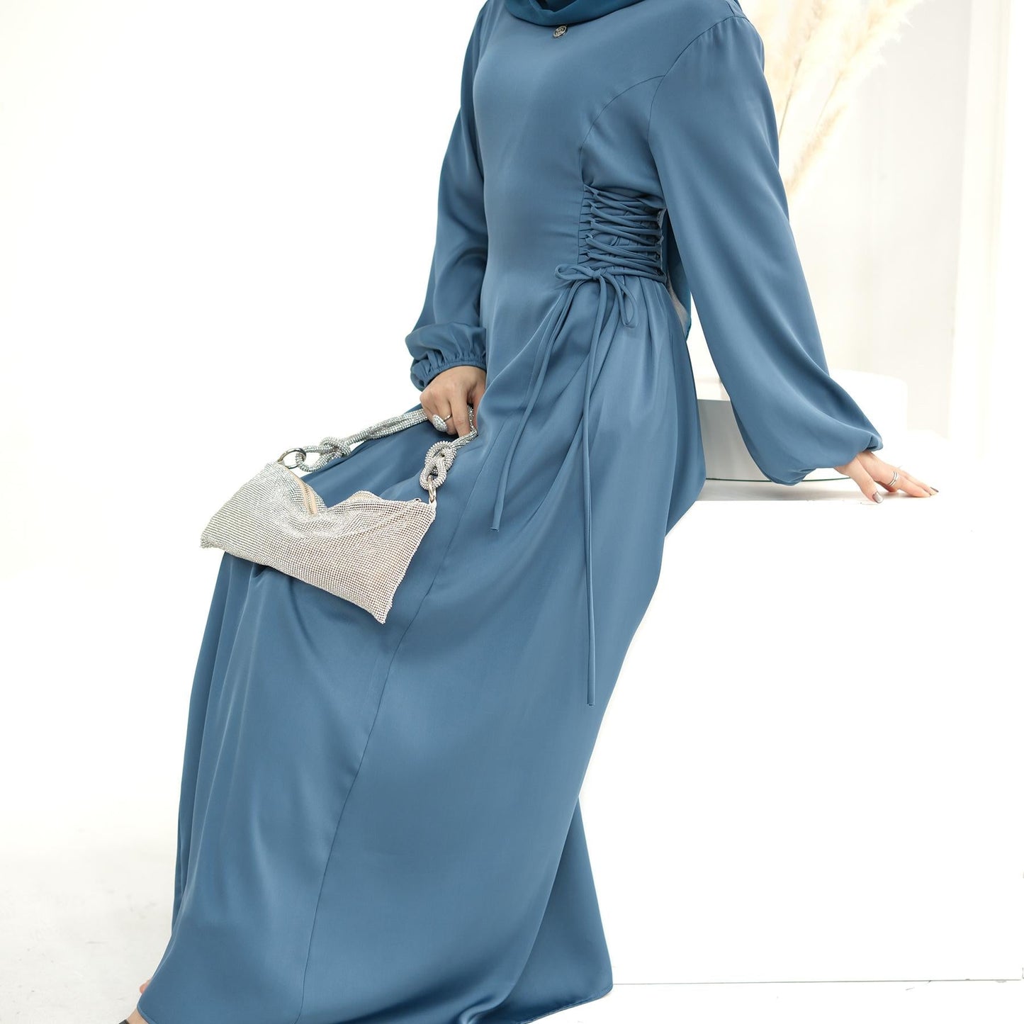 LUMAYA LUMAYA0991 Solid Color High-necked Slim Elegant Dress