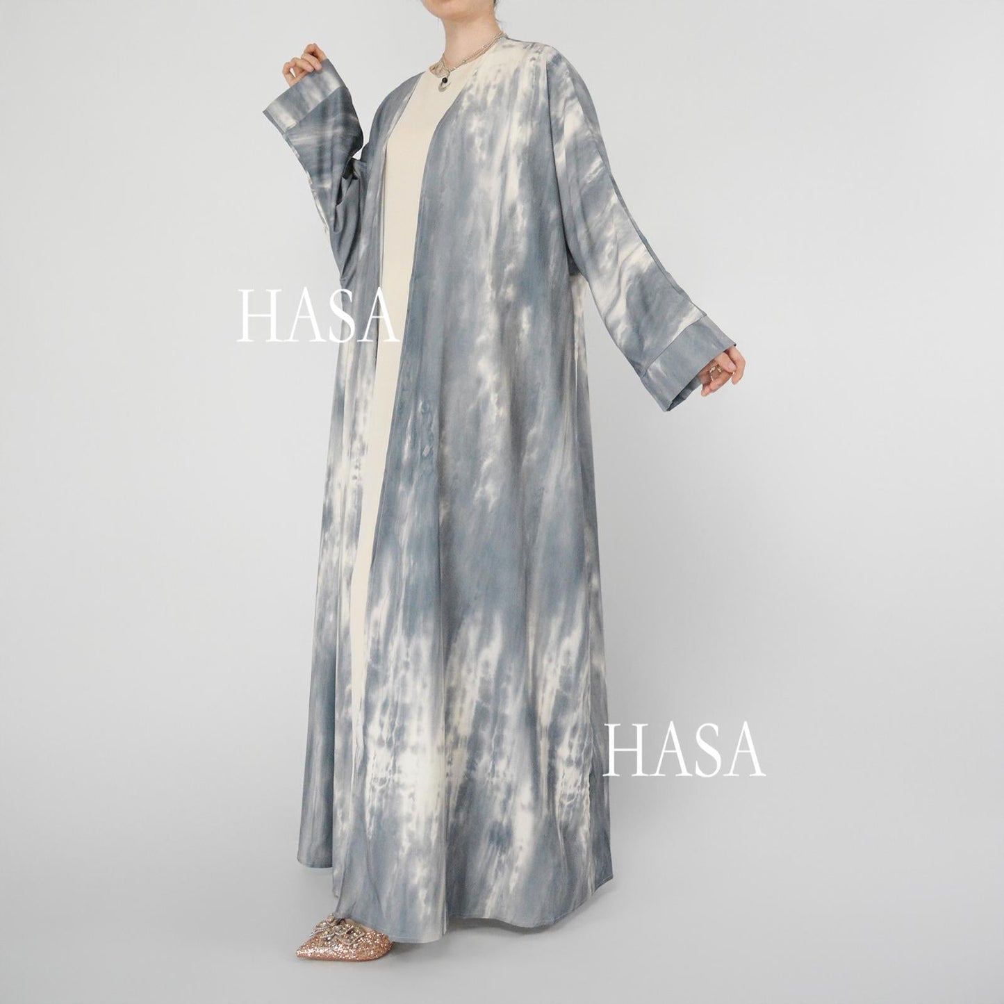 LUMAYA6322 Elegant Lightweight Printed Long Cardigan(Abaya Size 52-54)