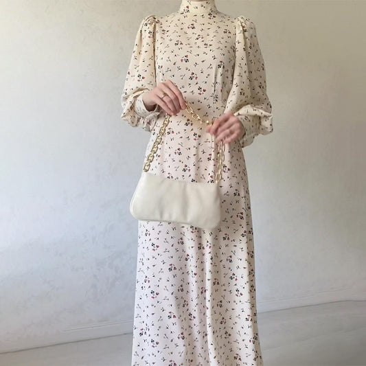 LUMAYA LUMAYA1027 Lace Up Floral Dress Long Skirt