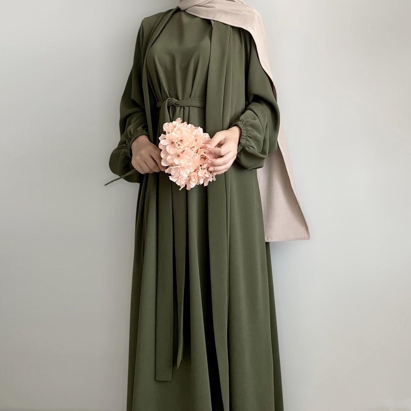 LUMAYA LUMAYA0995 3pcs Cardigan+without  Sleeves Inner Dress+Hijab