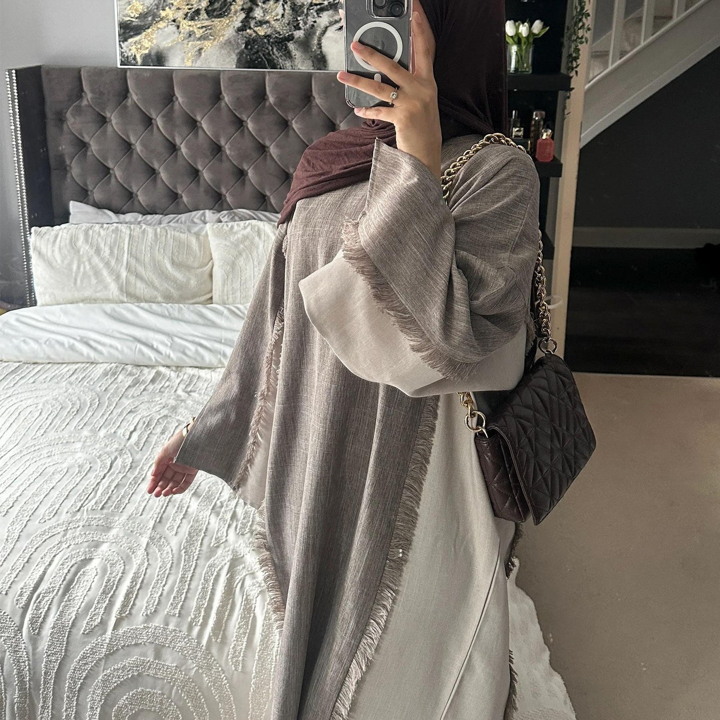 LM5606 Stylish Patchwork Robe - Cardigan and Dress Style
