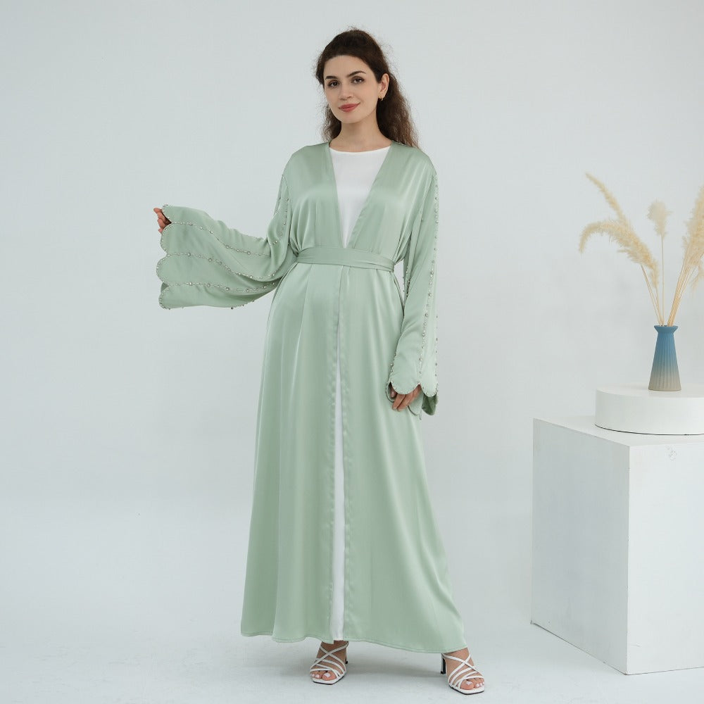 LM6602 Fully LMnd-beaded long cardigan jacket (headscarf not included)