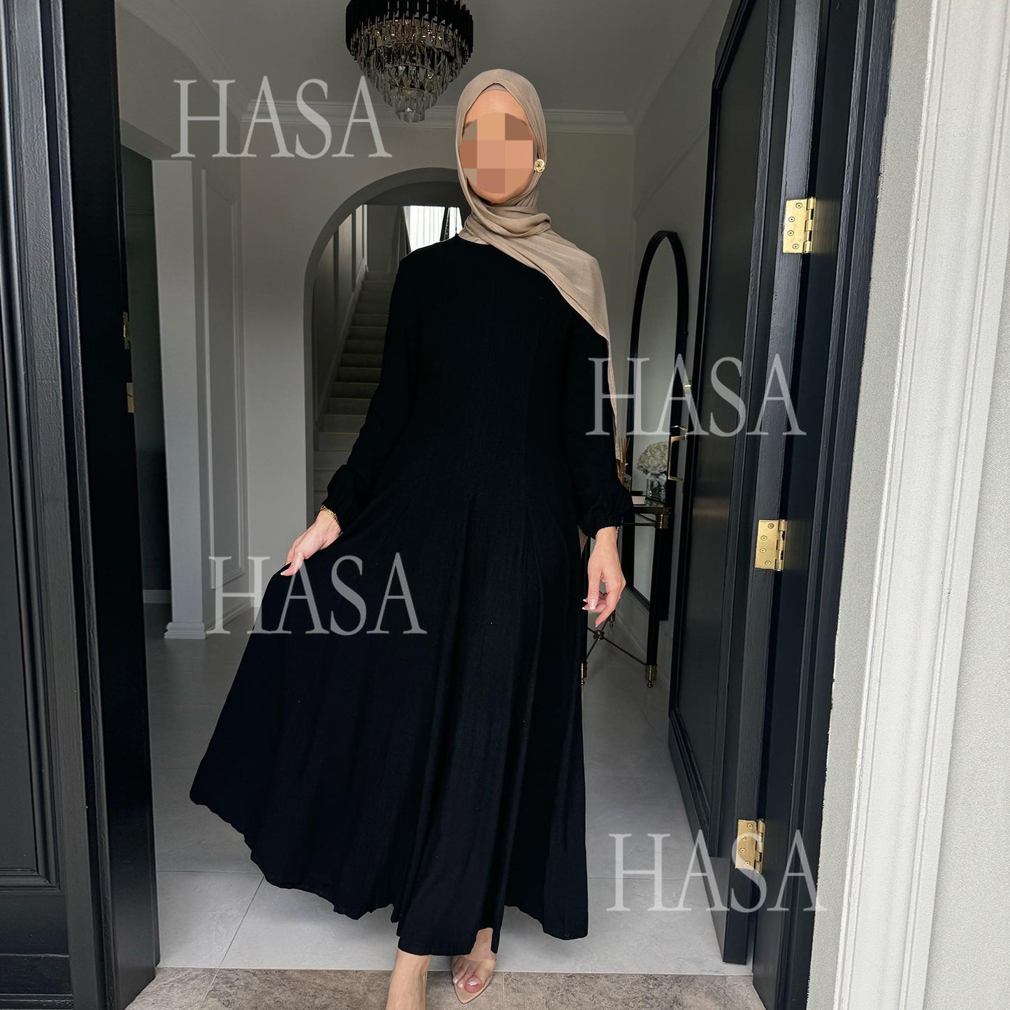 LMSA LM5868 Solid Color Swing Comfortable  Dress Robe Waist Cinching