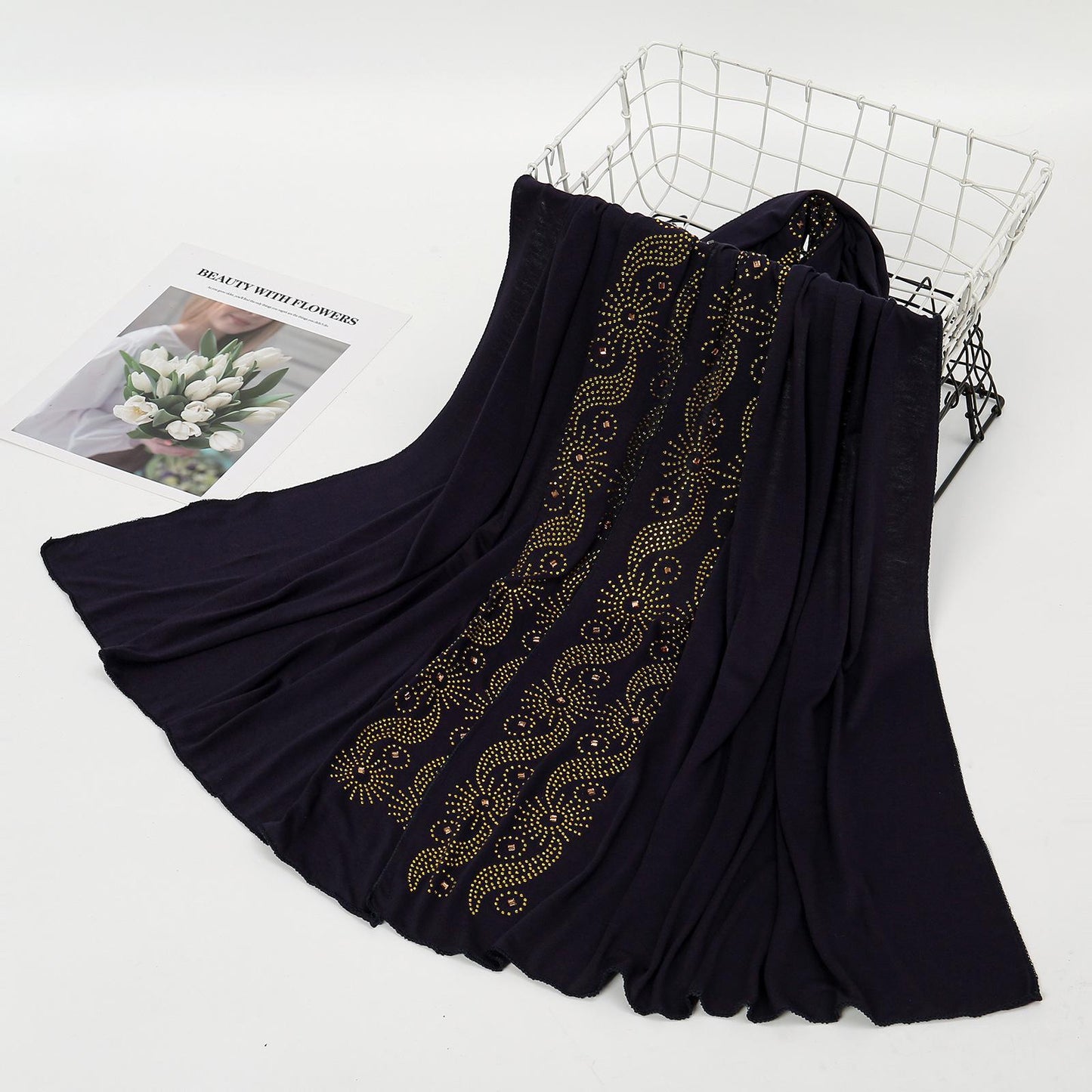 LUMAYA LM1145 Solid Color Rhinestone Headscarf