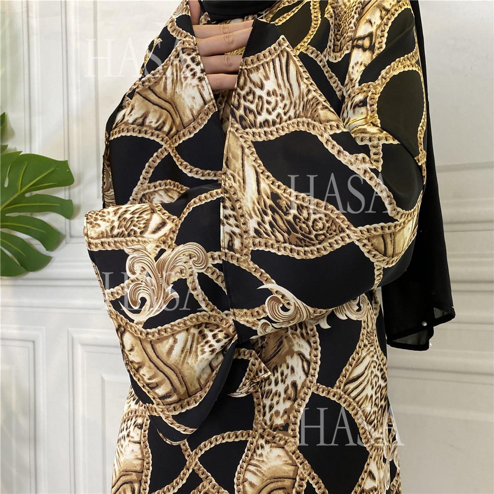LM6590 Fashionable Printed Loose-fitting Dress with Lace-up Design and Wide Swing