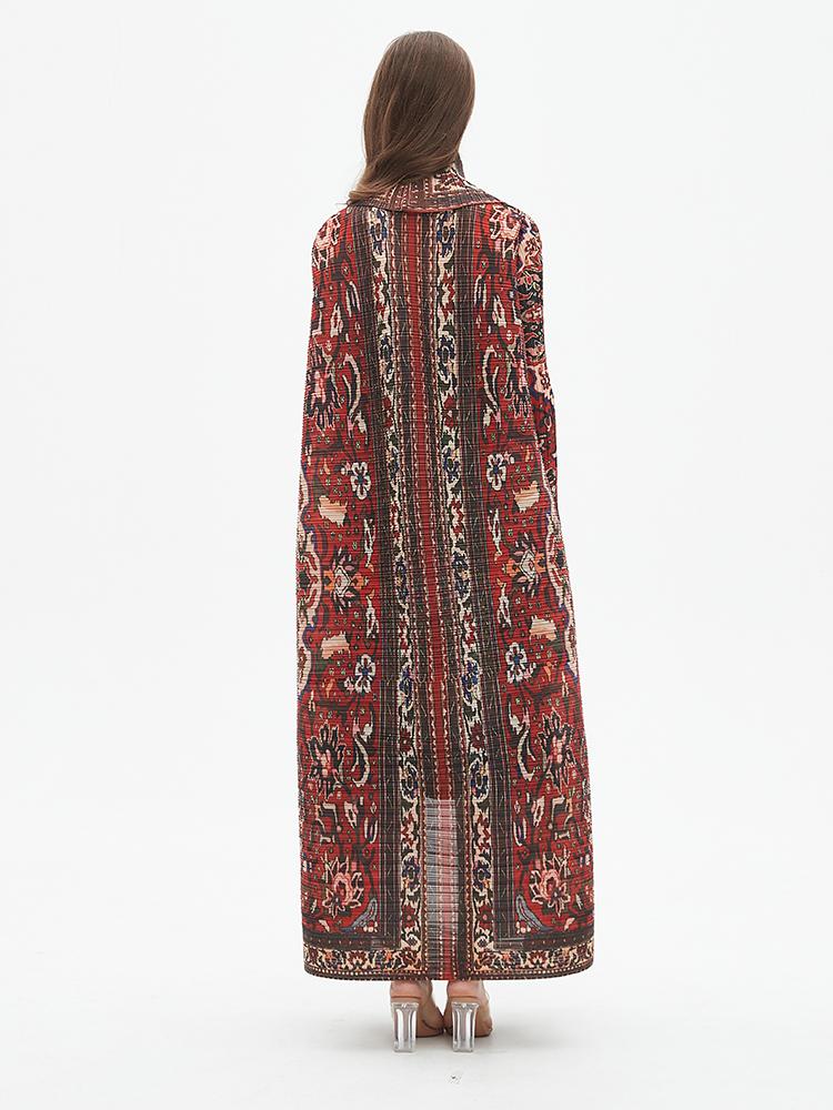 LUMAYA6706 Bohemian Elegance , Vibrant Red Printed Abaya