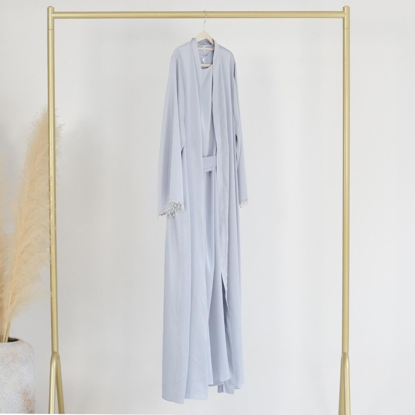 LUMAYA LUMAYA1047 1pcs Solid Color Beaded Cardigan Robe
