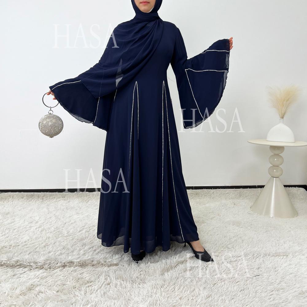 LUMAYA6497 Solid Color Light Luxury Chiffon Long Skirt Suit