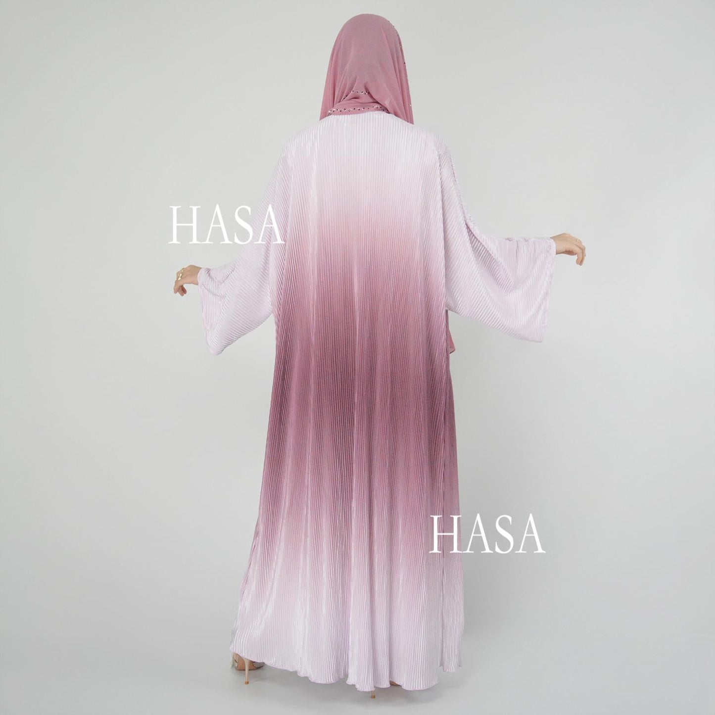 LUMAYA6321 Lightweight Ombré Cardigan with Elegant Pleats