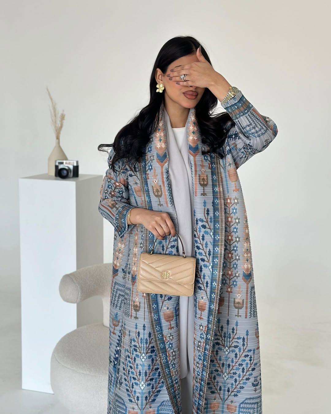 LUMAYA5842 Vintage-style Textured Open-front Long Coat