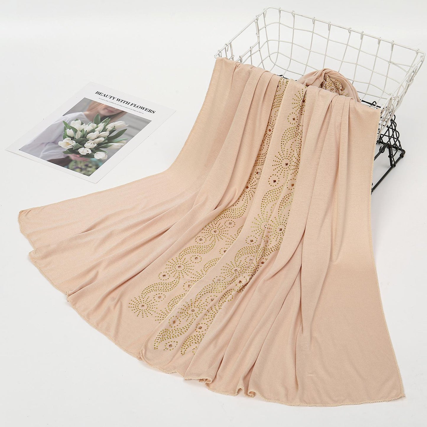 LUMAYA LM1145 Solid Color Rhinestone Headscarf