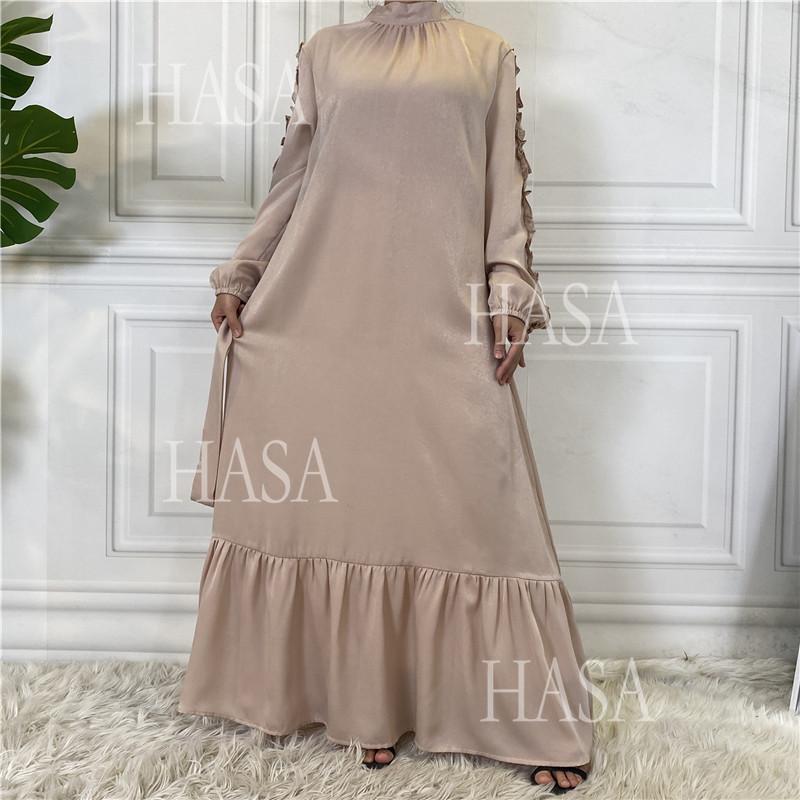 LM6591 Solid Color Turtleneck Long Sleeve Dress with Pleated Waistband