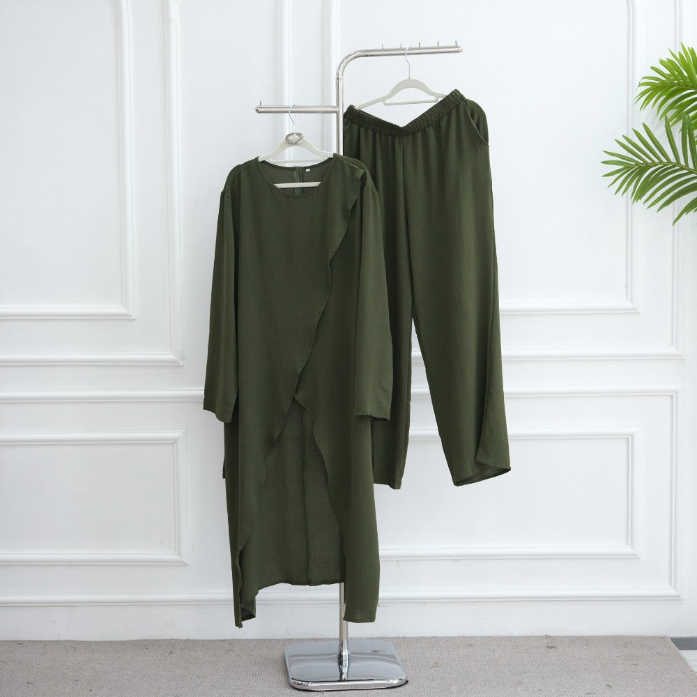 LM6605 Stylish asymmetrical two-piece set (with optional headscarf)