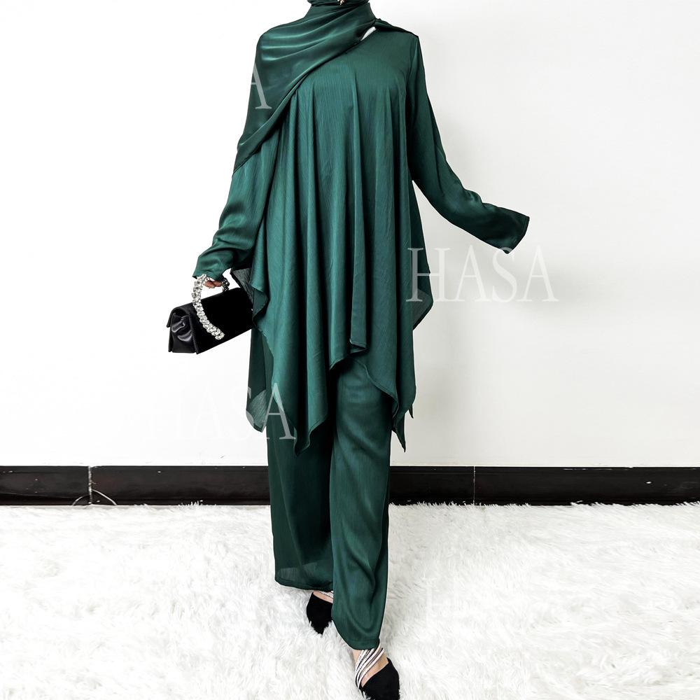LUMAYA5854 High-end crepe linen two-piece robe, irregular design shows fashion(Headband not included)