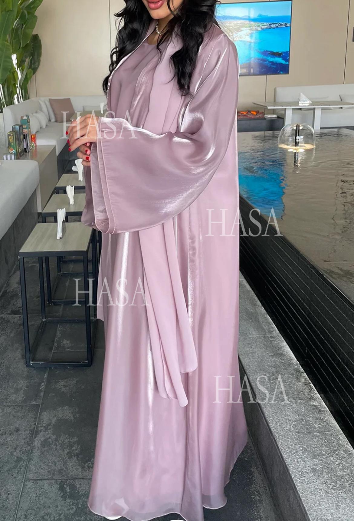 LM6579 Women's Purple Organza Two-Piece Robe (Long Skirt + Jacket)