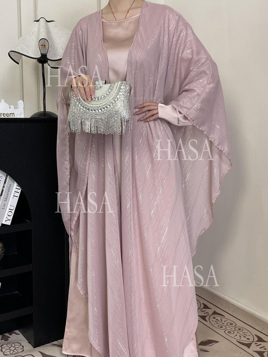 LM6571 Gold embellished long Abaya skirt set