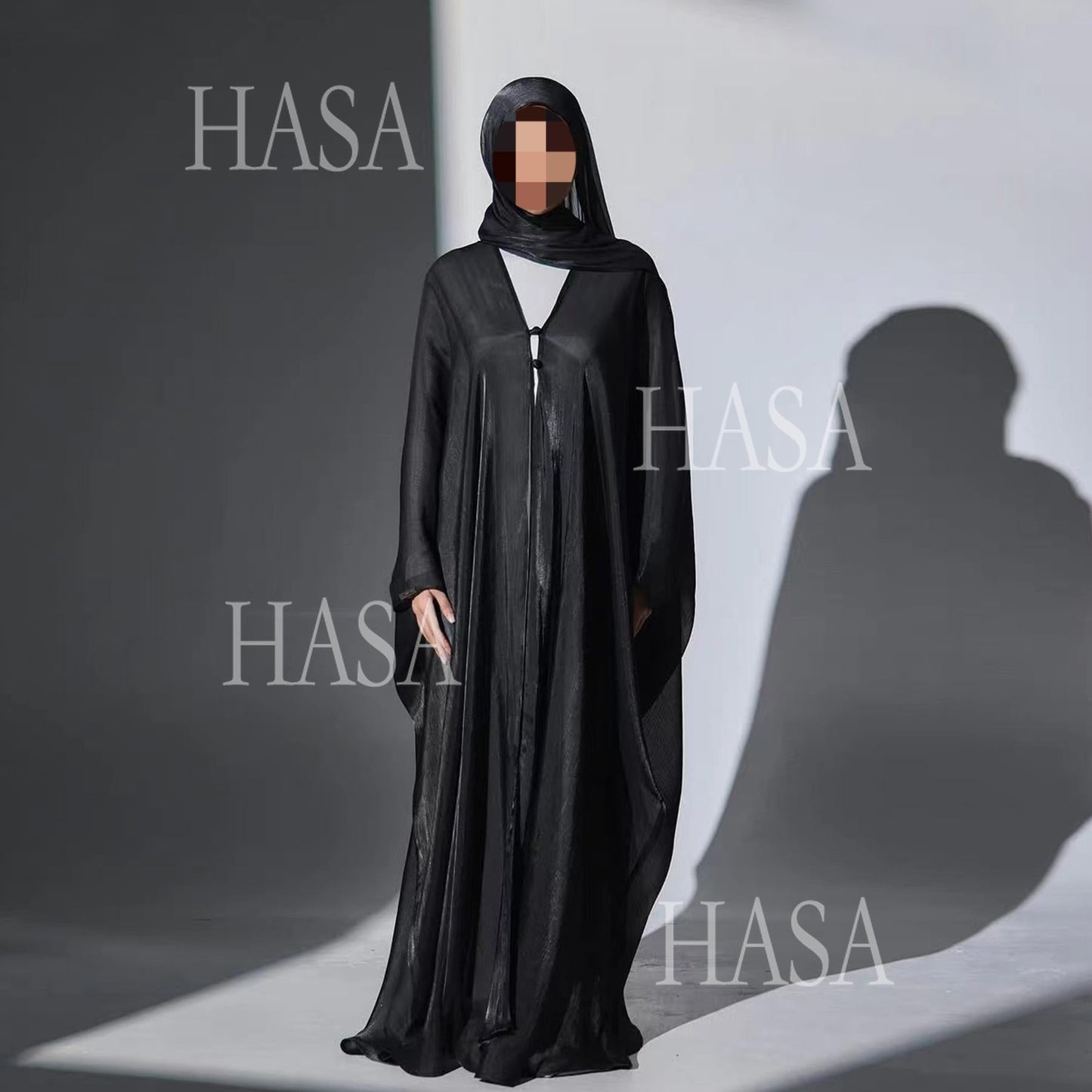 LUMAYA6534 Elegant Island Wrinkle Texture Solid Color Cardigan Robe