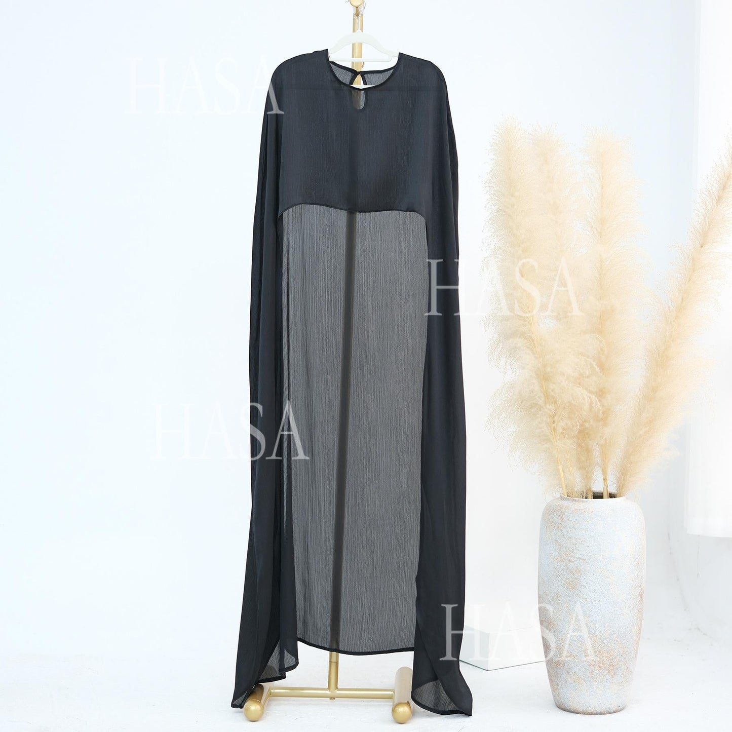 LUMAYA5870 Elegant drape two-piece robe dress-Light luxury street style abaya girl