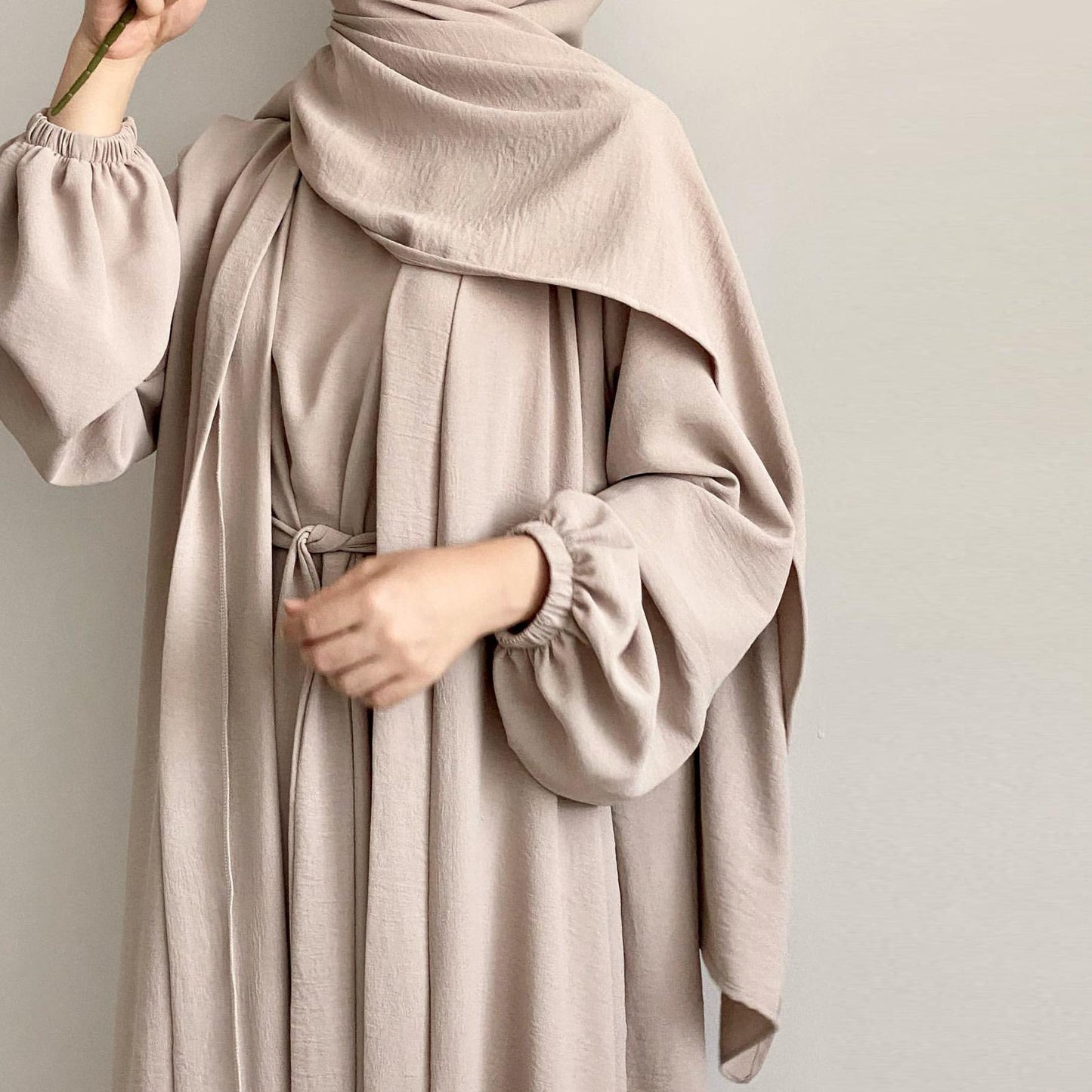 LUMAYA LUMAYA0995 3pcs Cardigan+without  Sleeves Inner Dress+Hijab