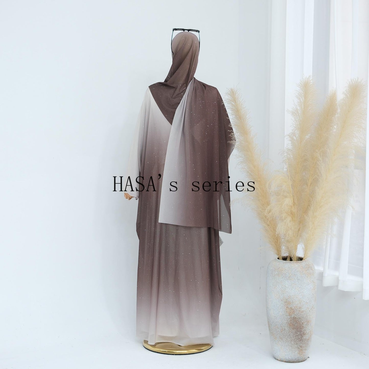 LUMAYA4839 Gradient Sequined Long Cardigan