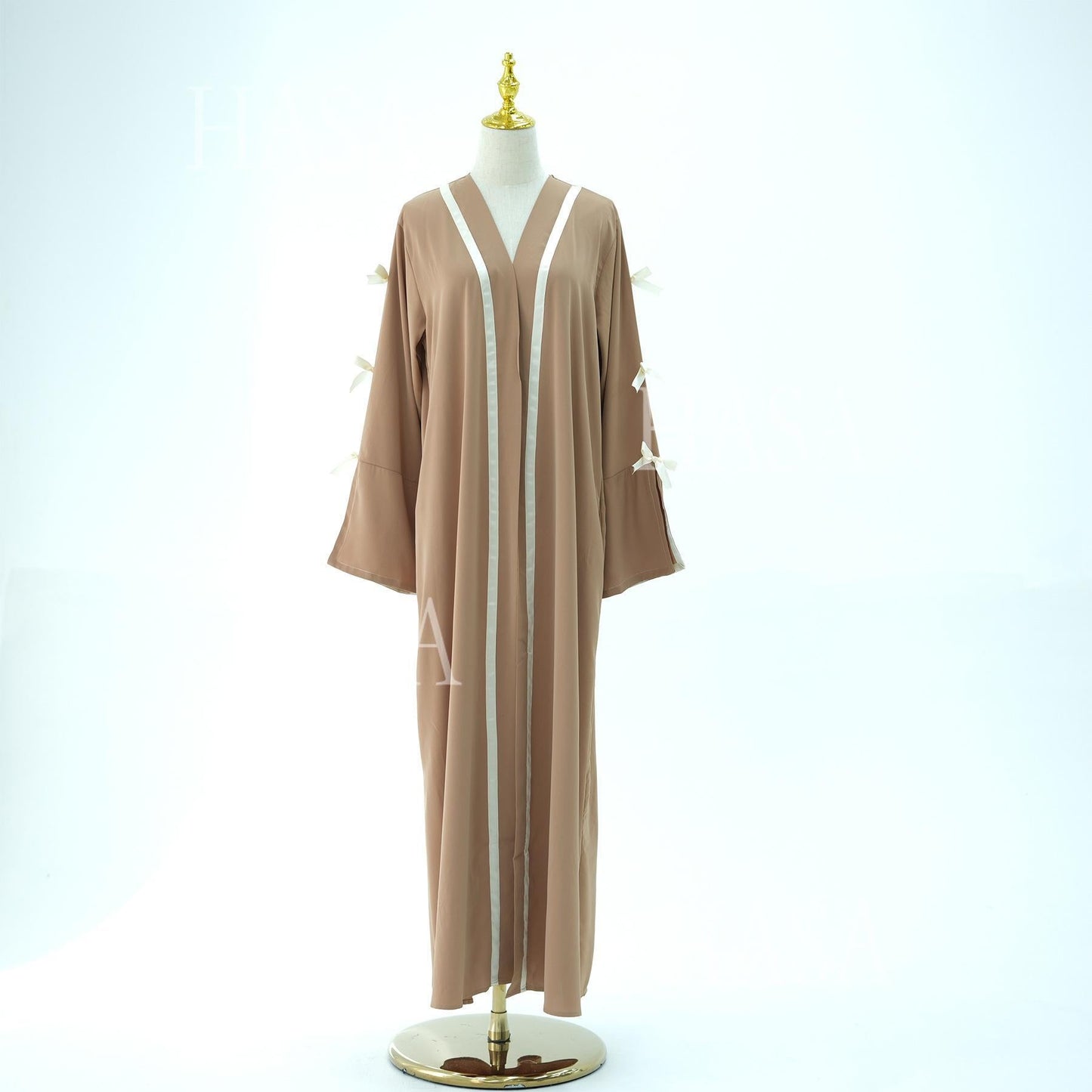 LUMAYA6520 Cardigan-Morgenmantel Mit Schleife (Kopftuch Nicht Inbegriffen)