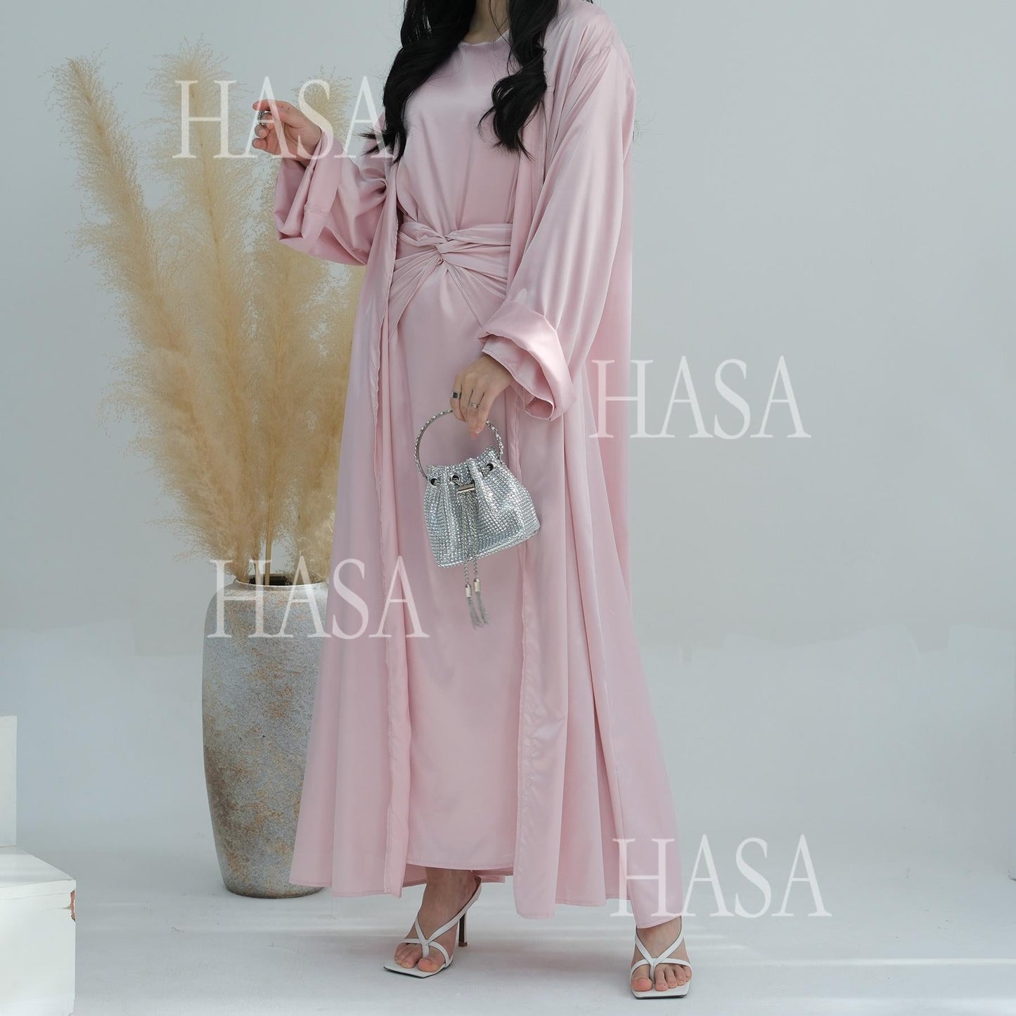 LM6581 Solid color three-piece women's long skirt suit