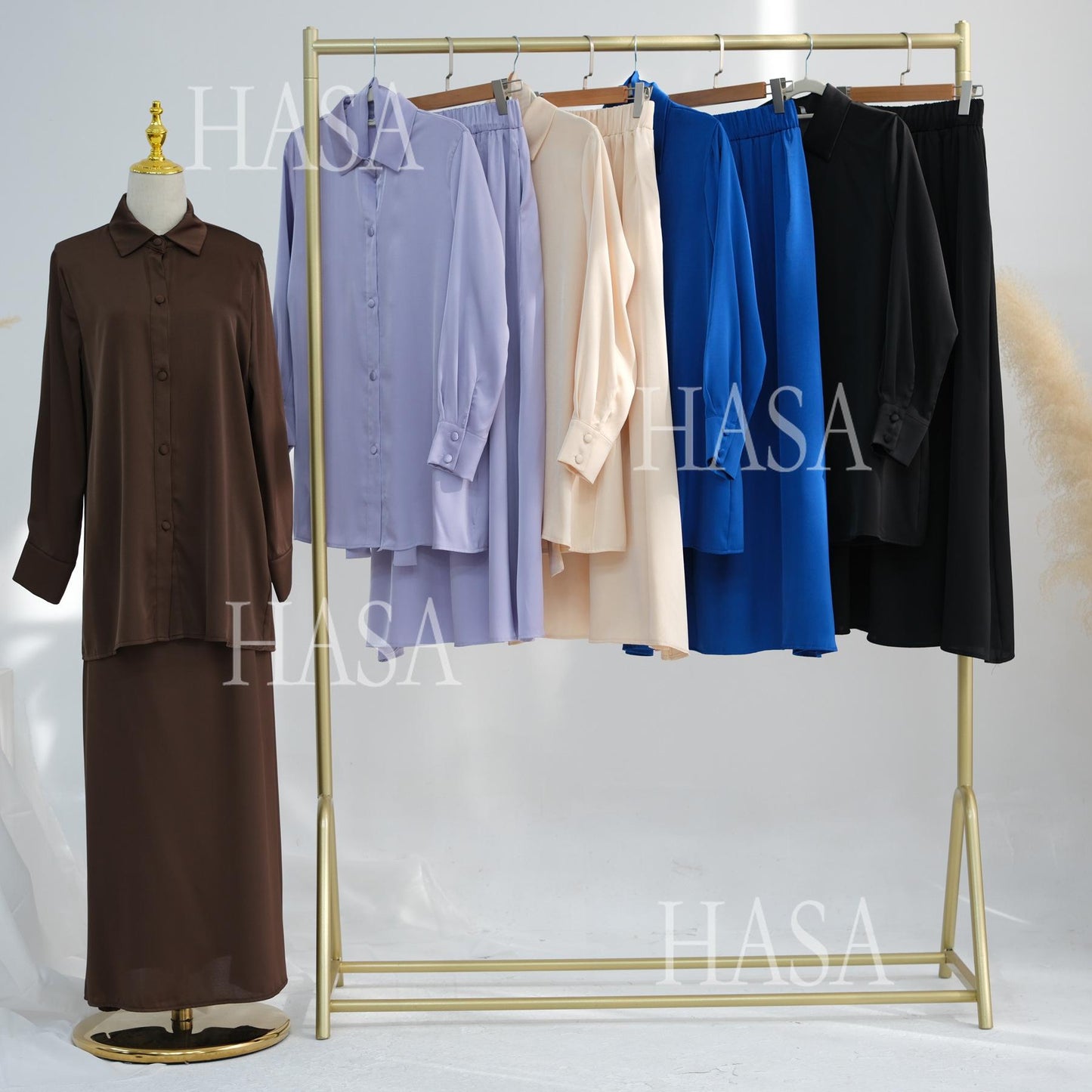 LUMAYA5874 Gentle Lace-up Two-piece Suit, Simple Texture, First Choice for Daily Wear abaya girl