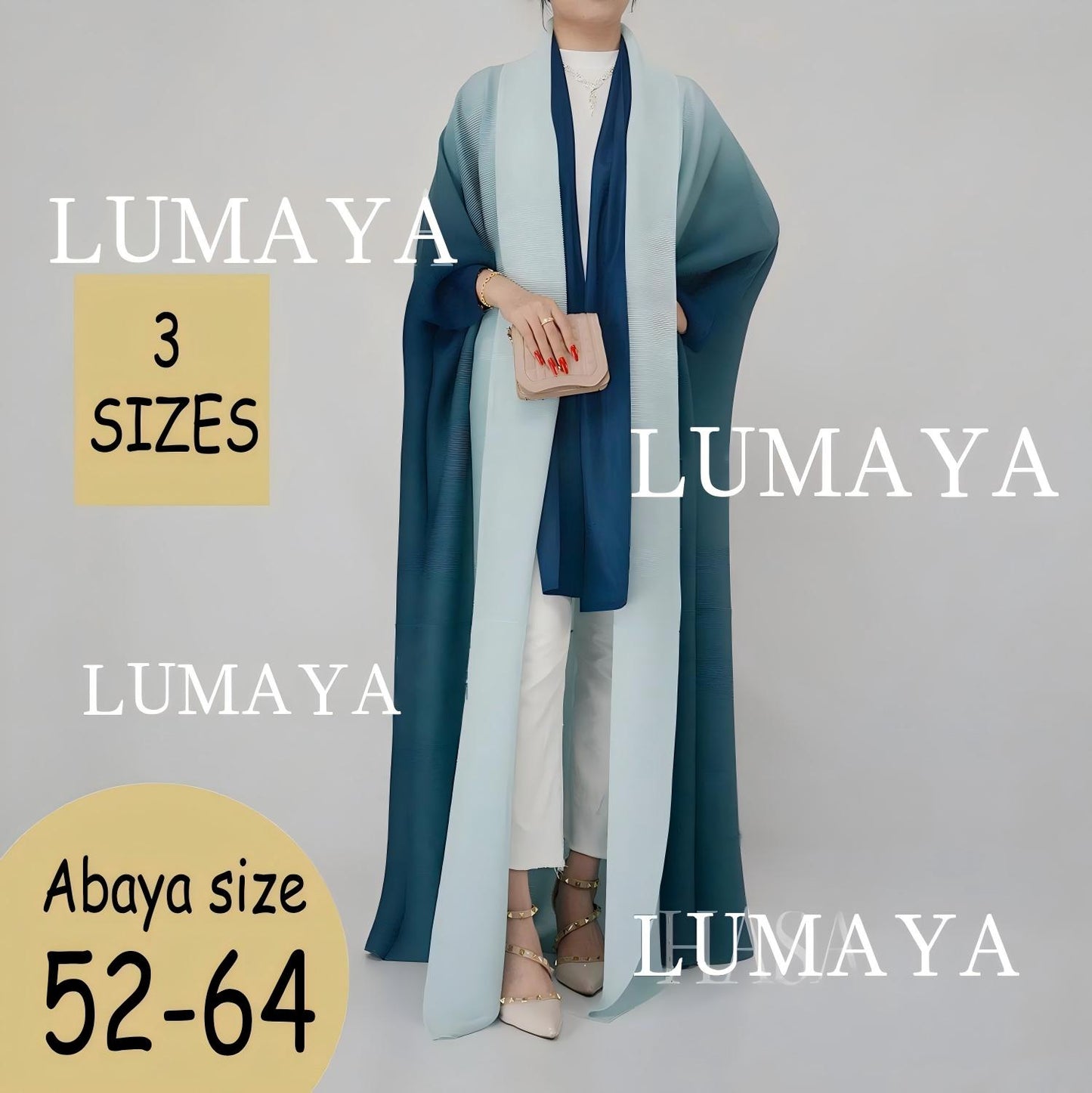LMSA LM1245 Ombré Abaya Loose Fashion Robe with Pleated Patchwork Detailing