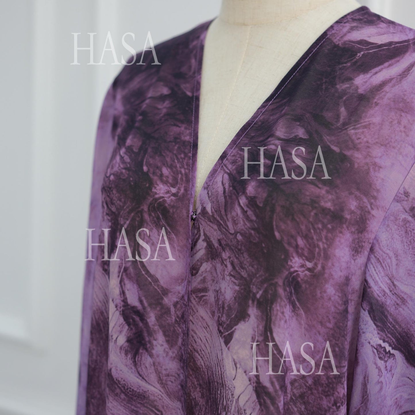 LUMAYA6551 Printed Abaya Cardigan with Matching Scarf Two-Piece Set