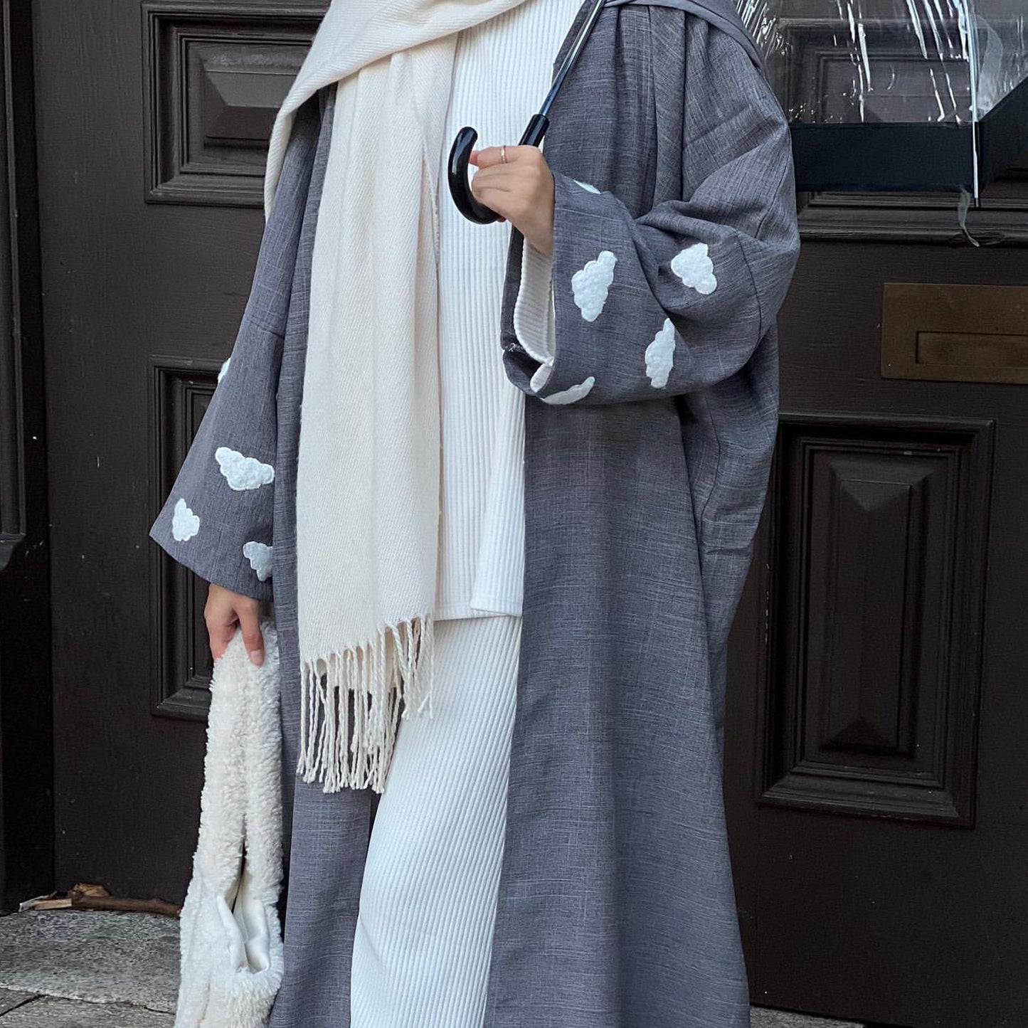 LUMAYA LUMAYA0992 Cloud Embroidered Elegant Cardigan Robe