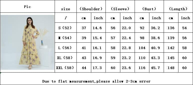 LUMAYA6500  Romantic Layered Print Long Dress