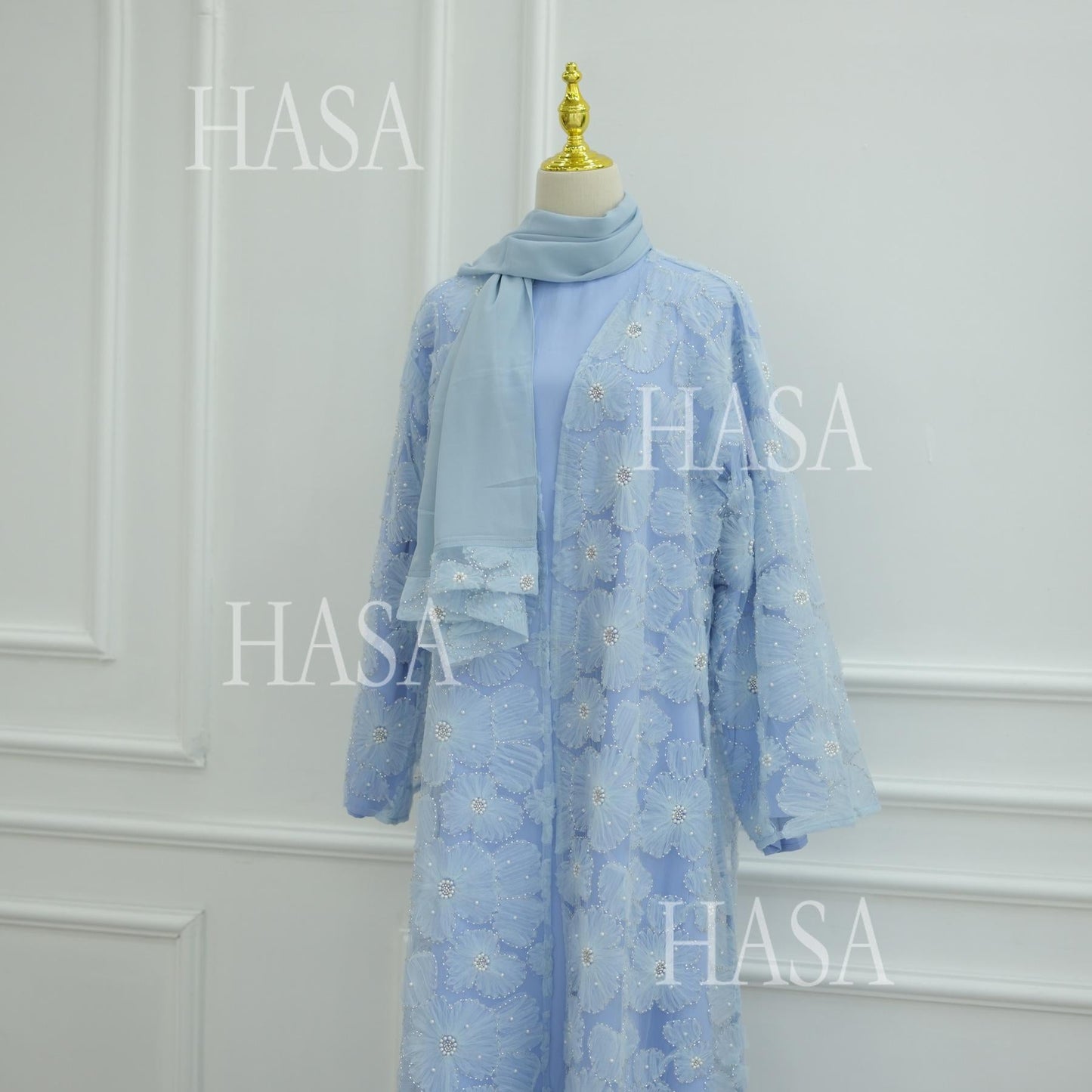 LUMAYA6625 Dreidimensionale, Perlenbesetzte Strickjacke Mit Blumenmuster, Die Mit Einer Inneren Schicht Oder Einem Kopftuch Kombiniert Werden Kann.
