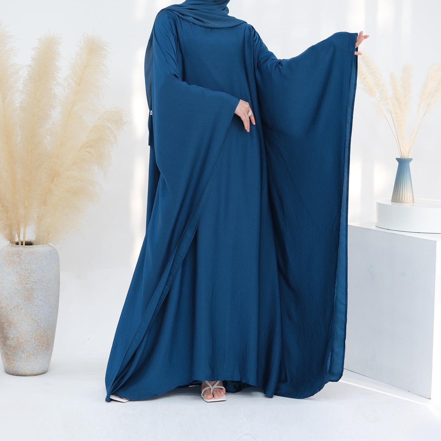 LUMAYA LM1174 Waist Raging Bat Sleeves Dress Crepe Kaftan