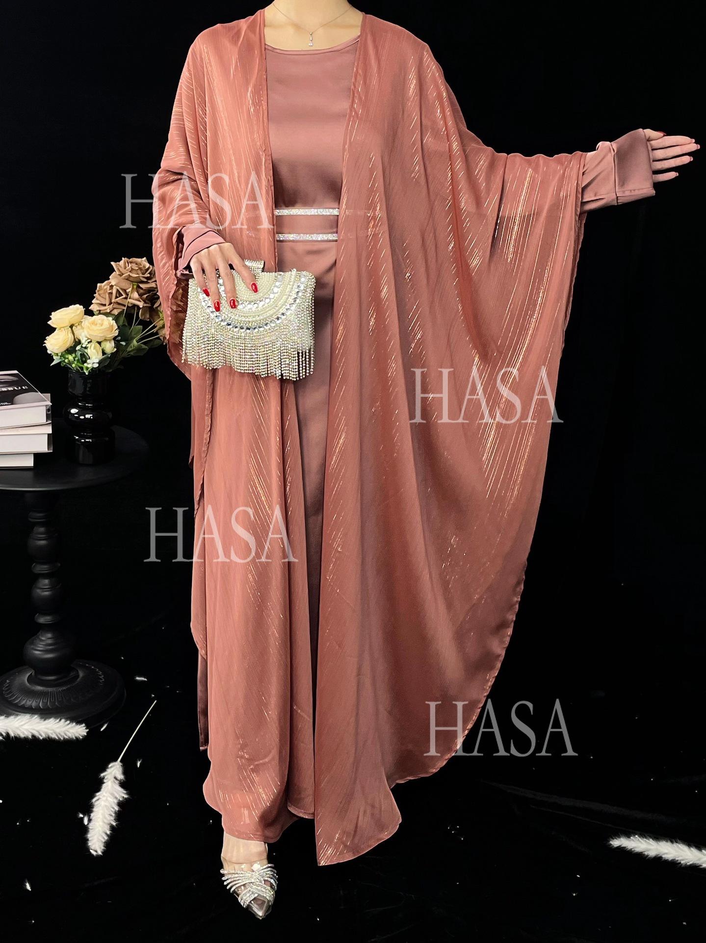 LM6571 Gold embellished long Abaya skirt set