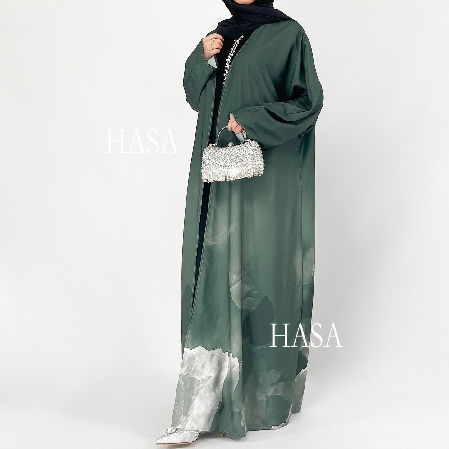 LUMAYA6324 Artistic Ombré BrusLUMAYAtroke Summer Kimono Abaya