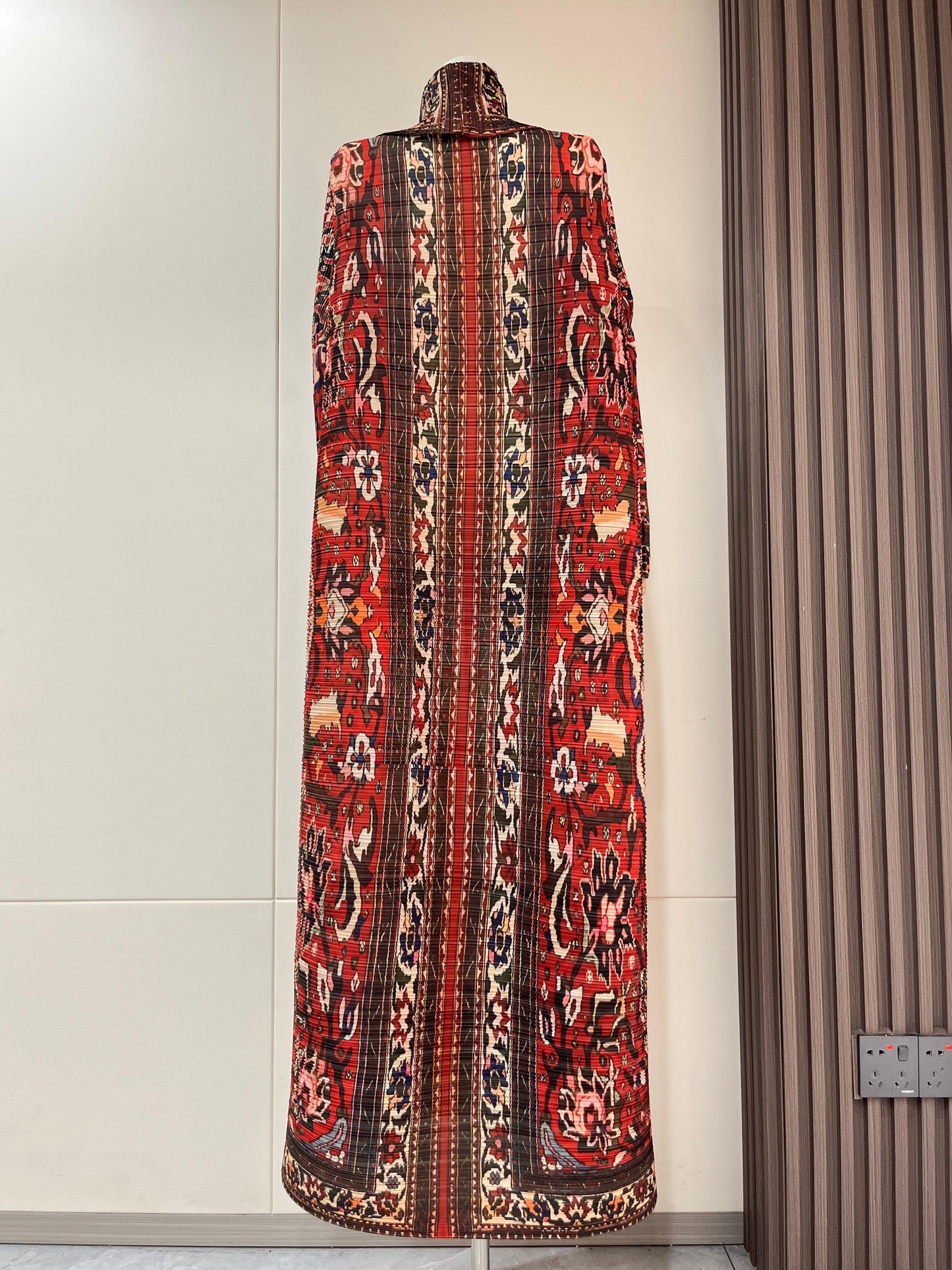 LUMAYA6706 Bohemian Elegance , Vibrant Red Printed Abaya