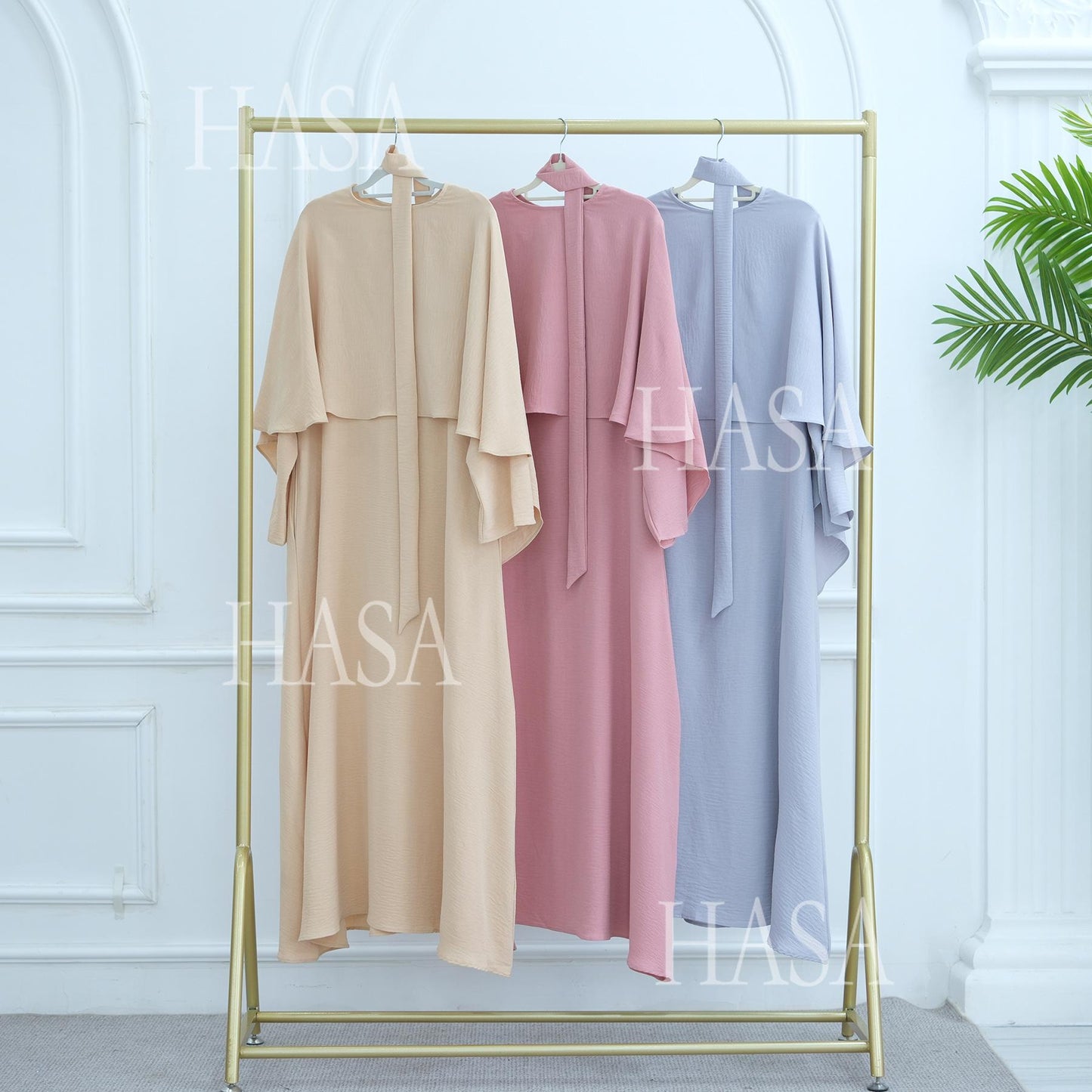 LUMAYA6532 Slim-fit waist cape robe two-piece set