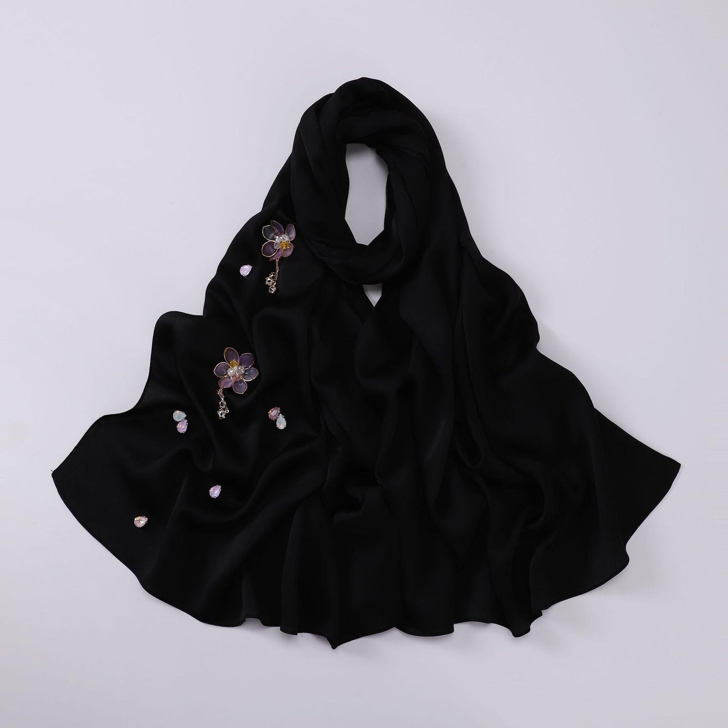 LUMAYA LM1115 Chiffon LMndsewn Flower Headband Hijab