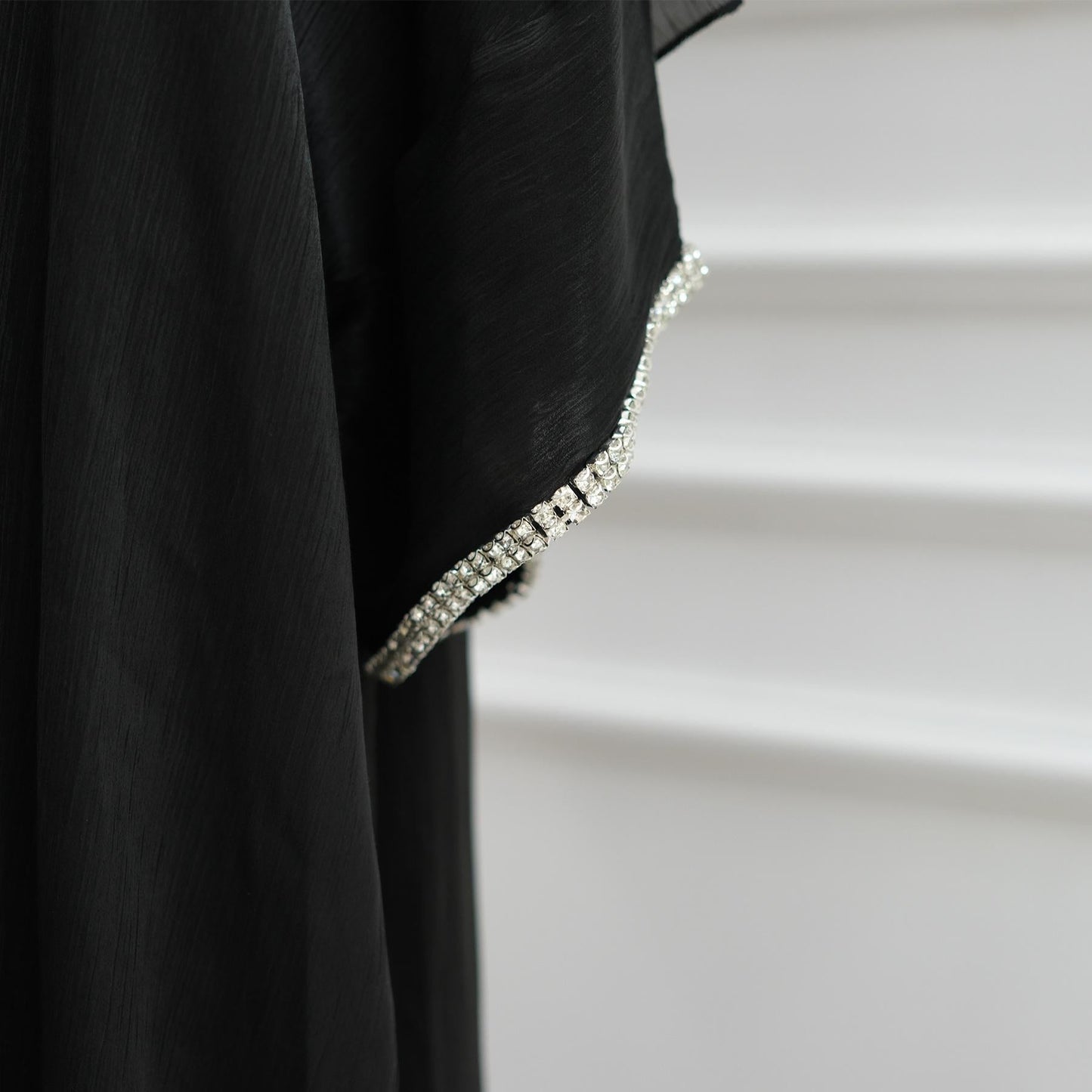 LUMAYA6553  Two-Piece Solid Abaya with Beaded Details and Matching Scarf Option