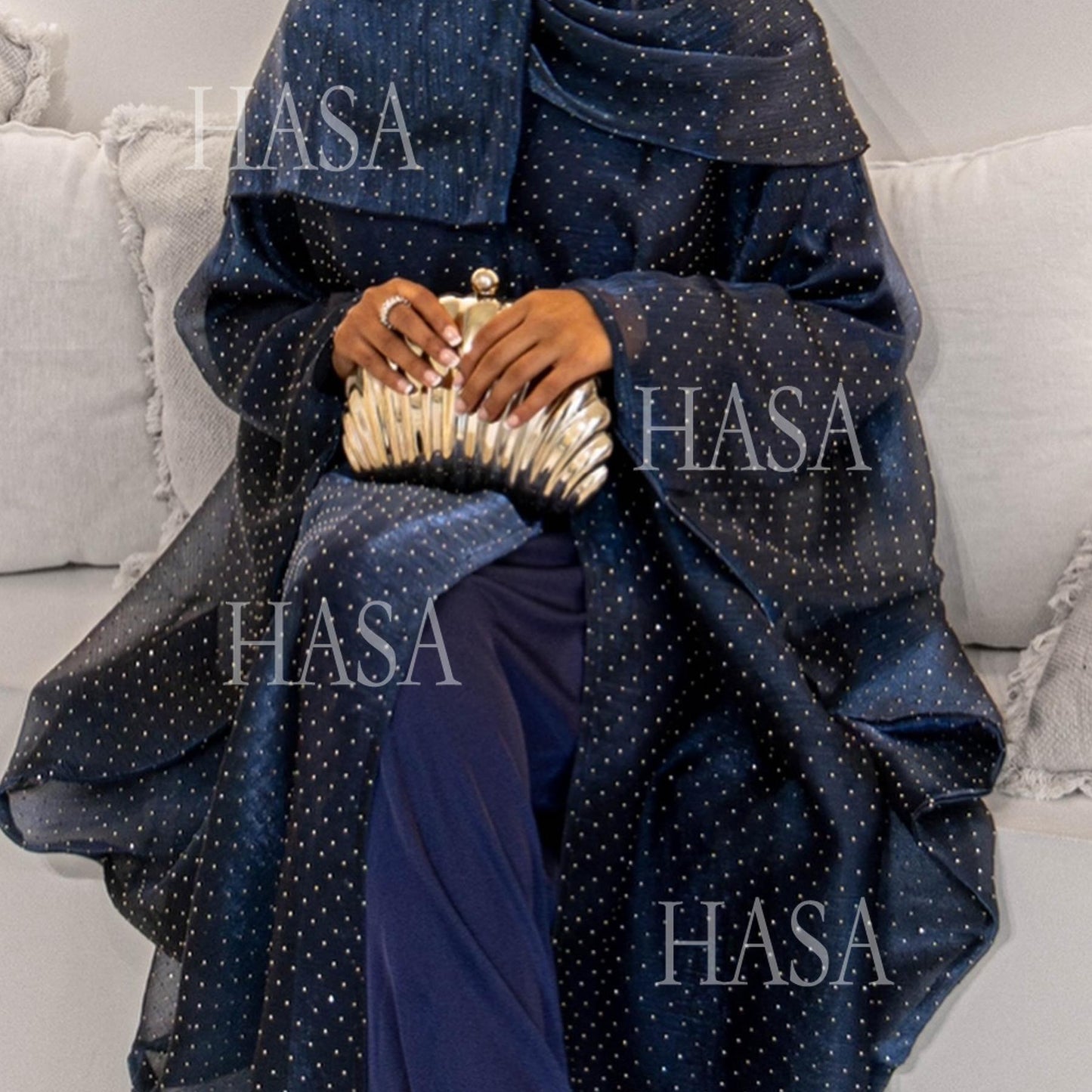 LUMAYA6493 Lightweight Ice Flower Ruffle Textured Rhinestone Robe Three-Piece Set