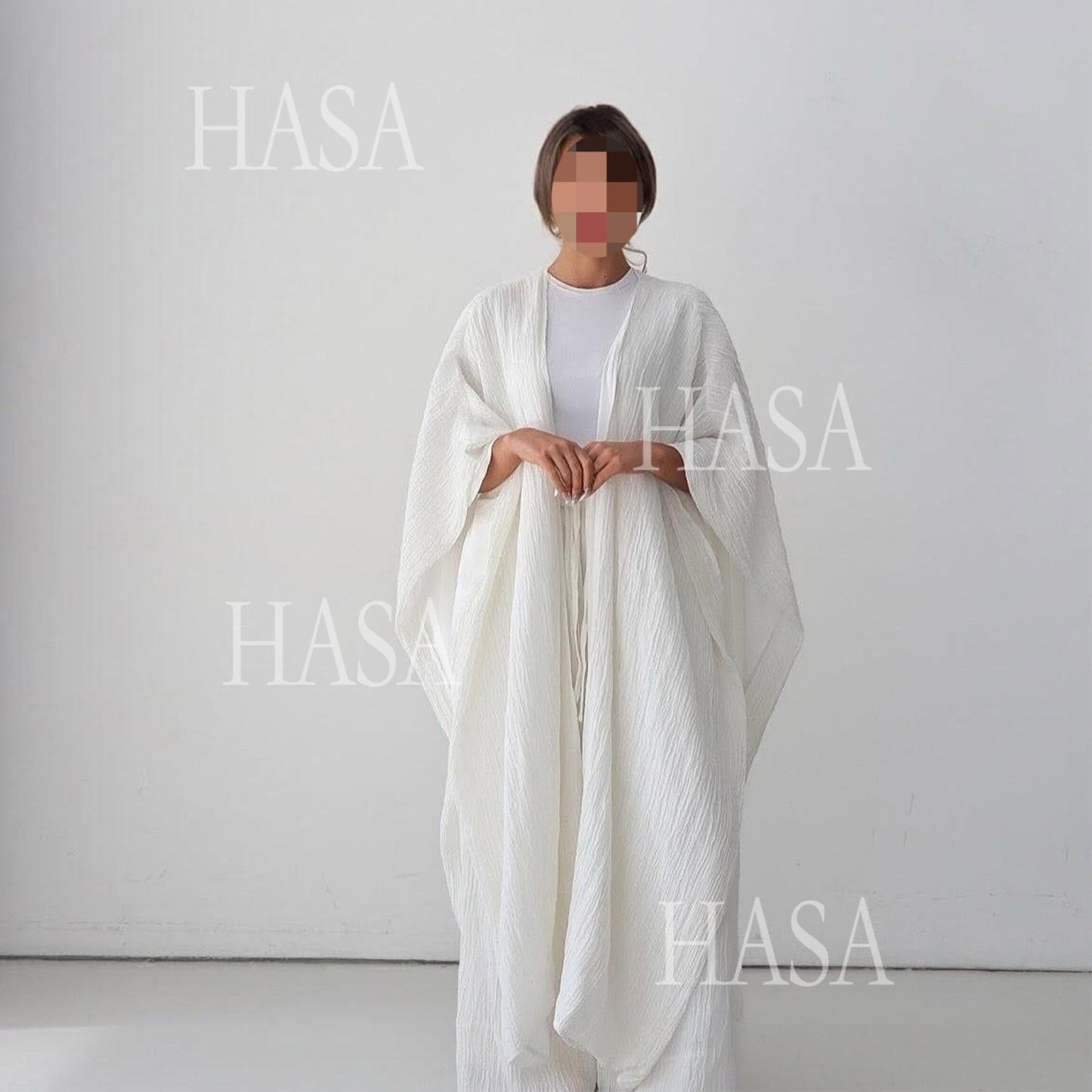 LUMAYA6486 Simple Cardigan with Wide-leg Pants, Solid Color Daily Two-piece Suit