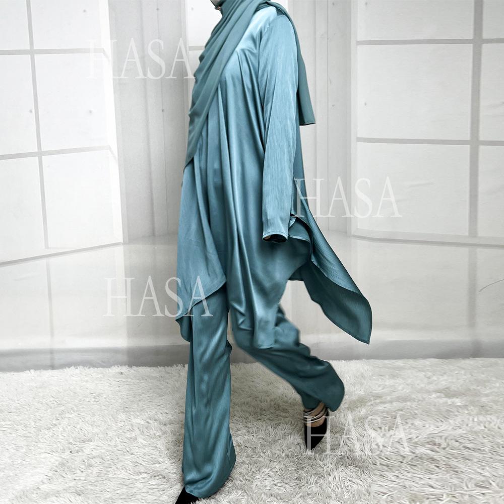 LUMAYA5854 High-end crepe linen two-piece robe, irregular design shows fashion(Headband not included)