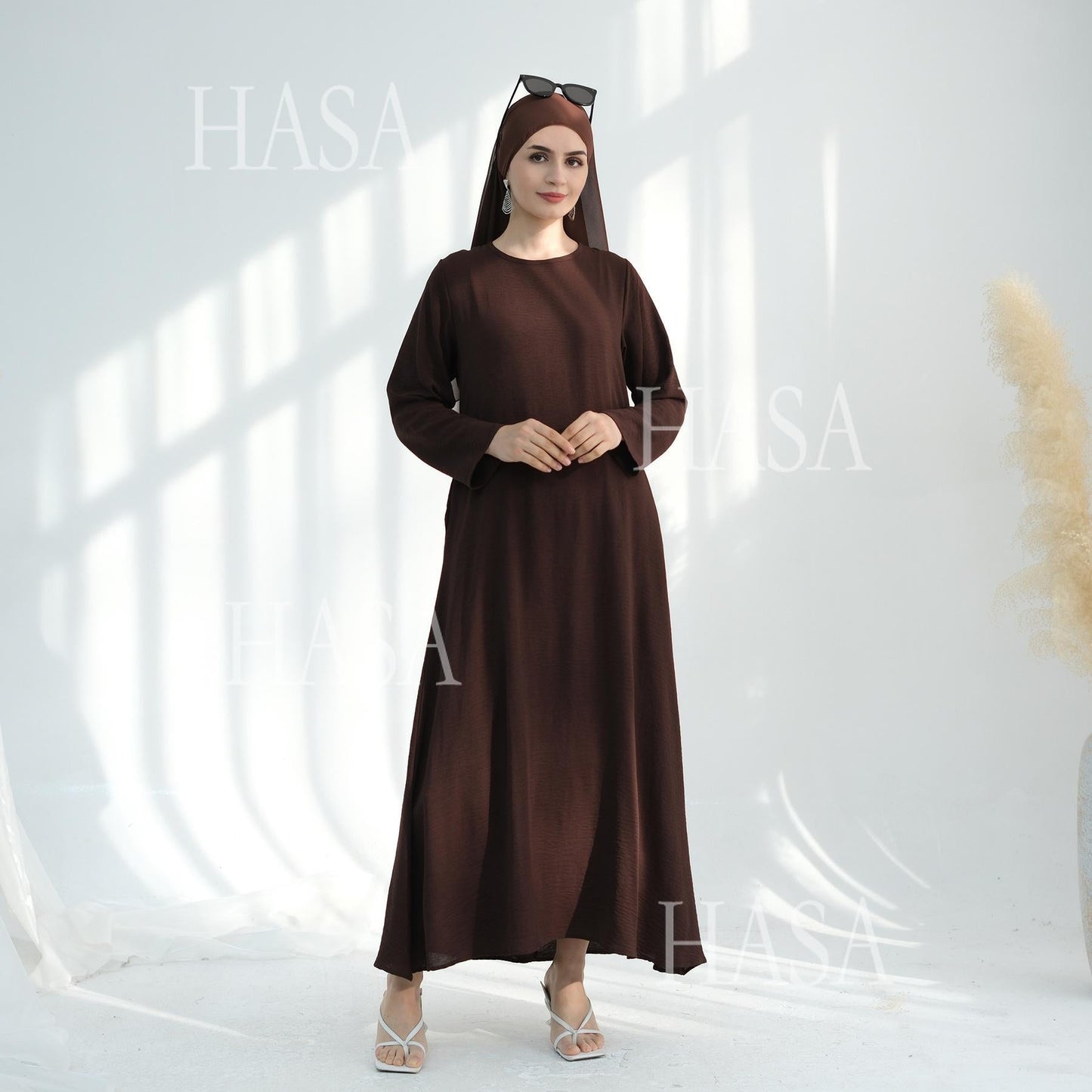 LUMAYA6513 Double-layered sleeve chiffon cardigan two-piece robe abaya (headscarf not included)
